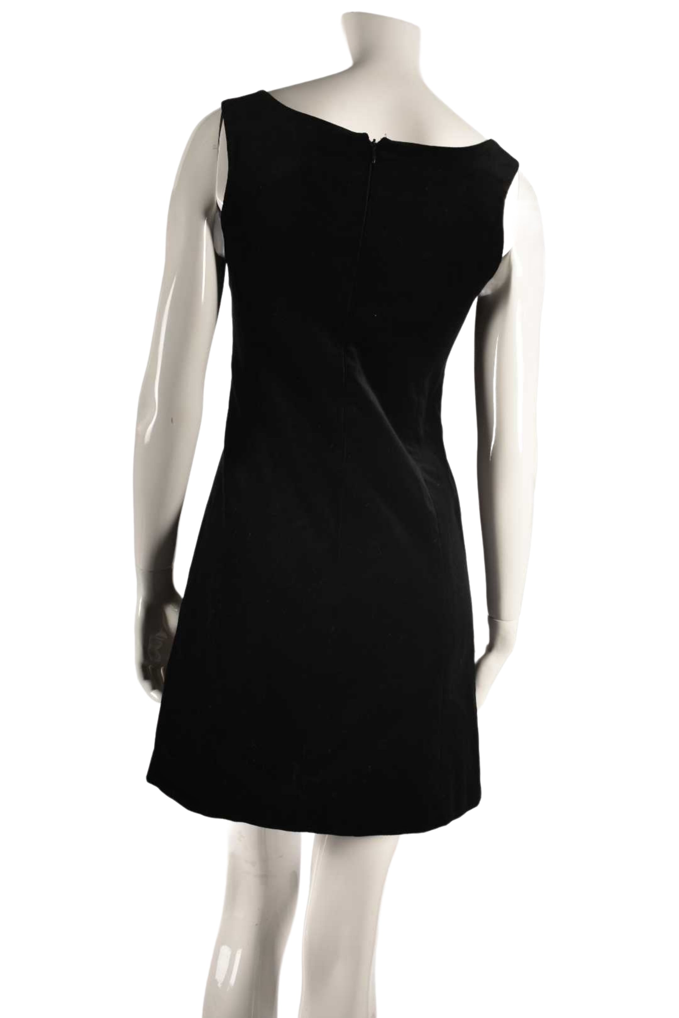 2000s THEORY Black Cotton Velvet Mini Dress 2US Small