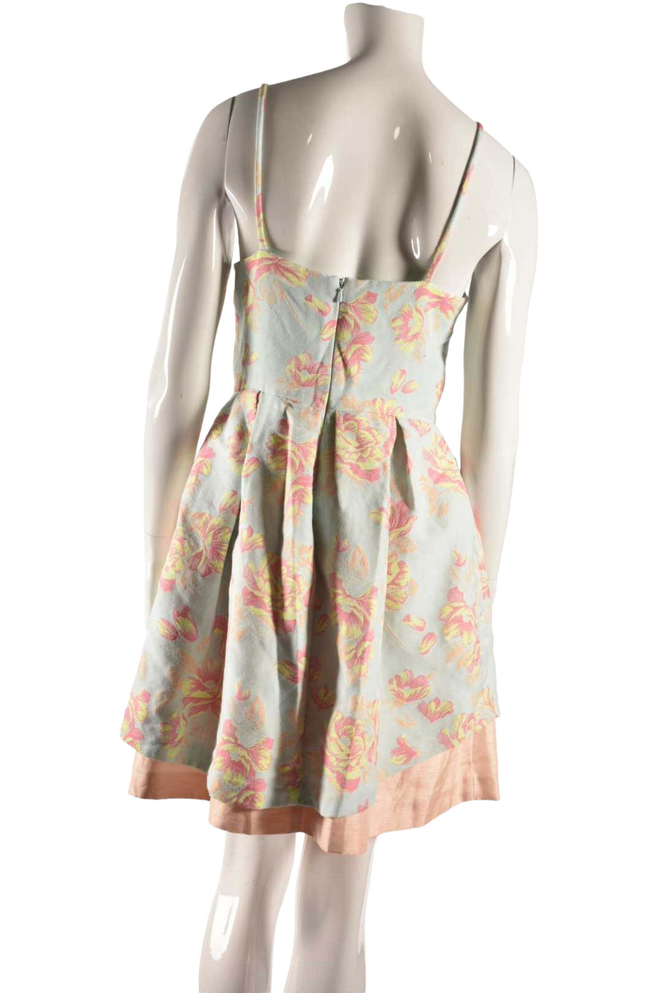 HUTCH Blue Blush Pink Floral Jacquard Rush Mini Dress 4US NYC