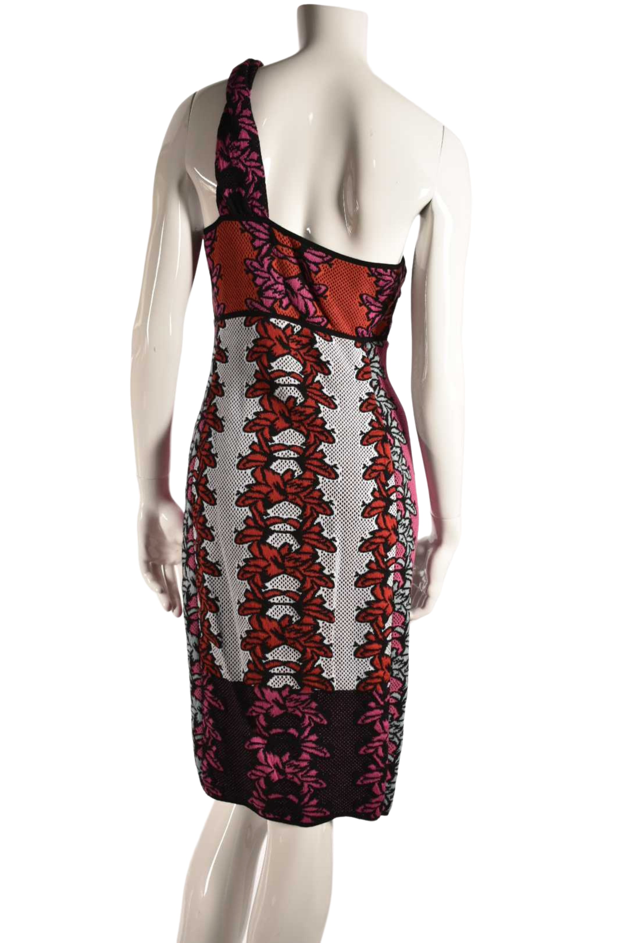 M MISSONI Red White Cotton Terry One Shoulder Resort Mini Dress