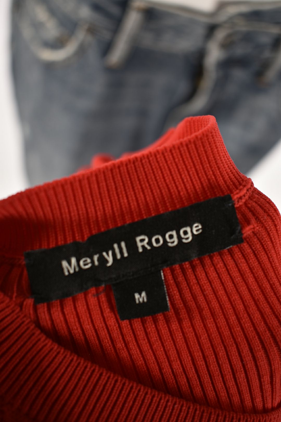 MERYLL ROGGE Red Bodycon Tech Lace Daisy Top Medium