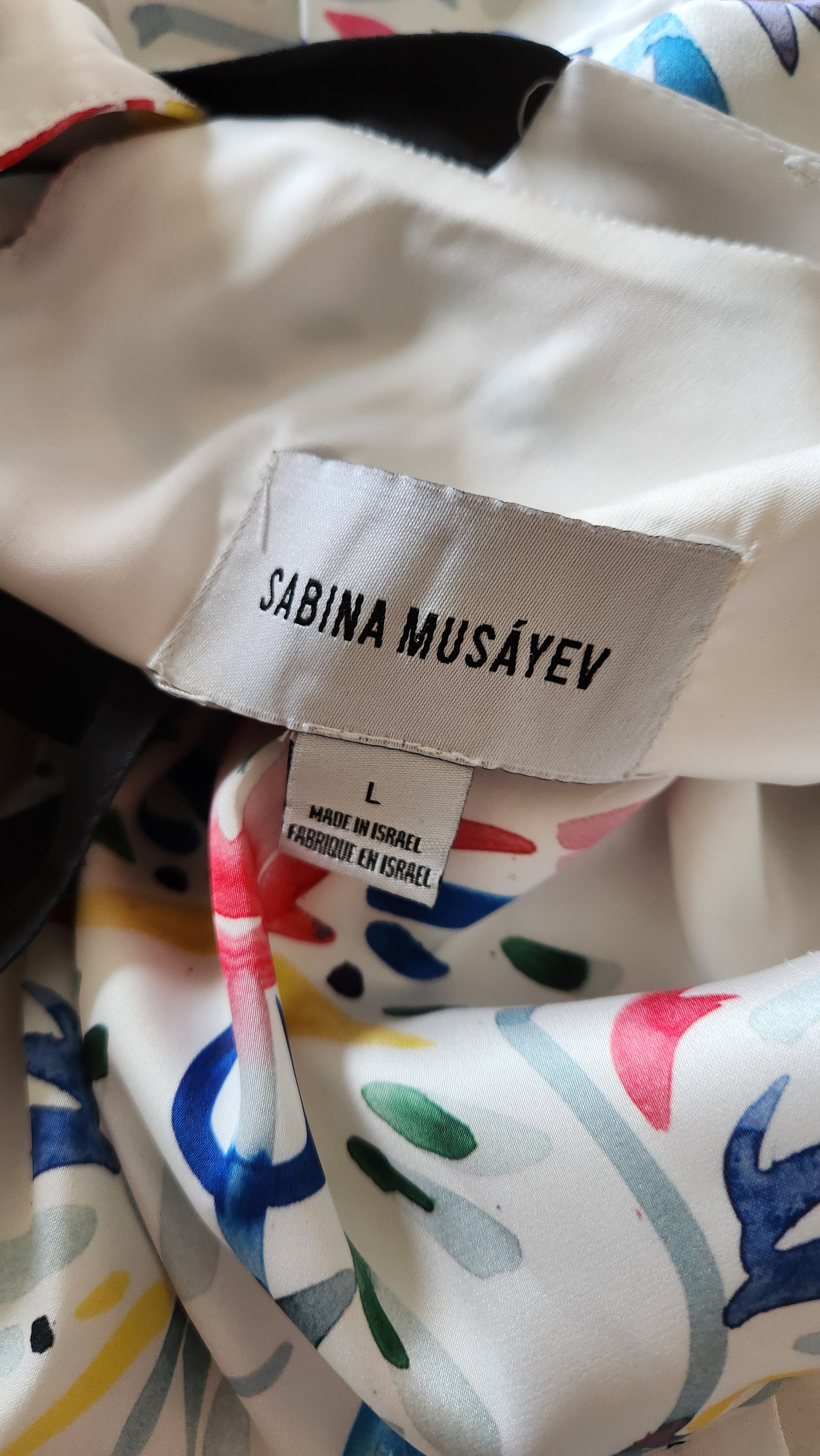 SABINA MUSAYEV White Abstract Garden Party Tie Dress Large