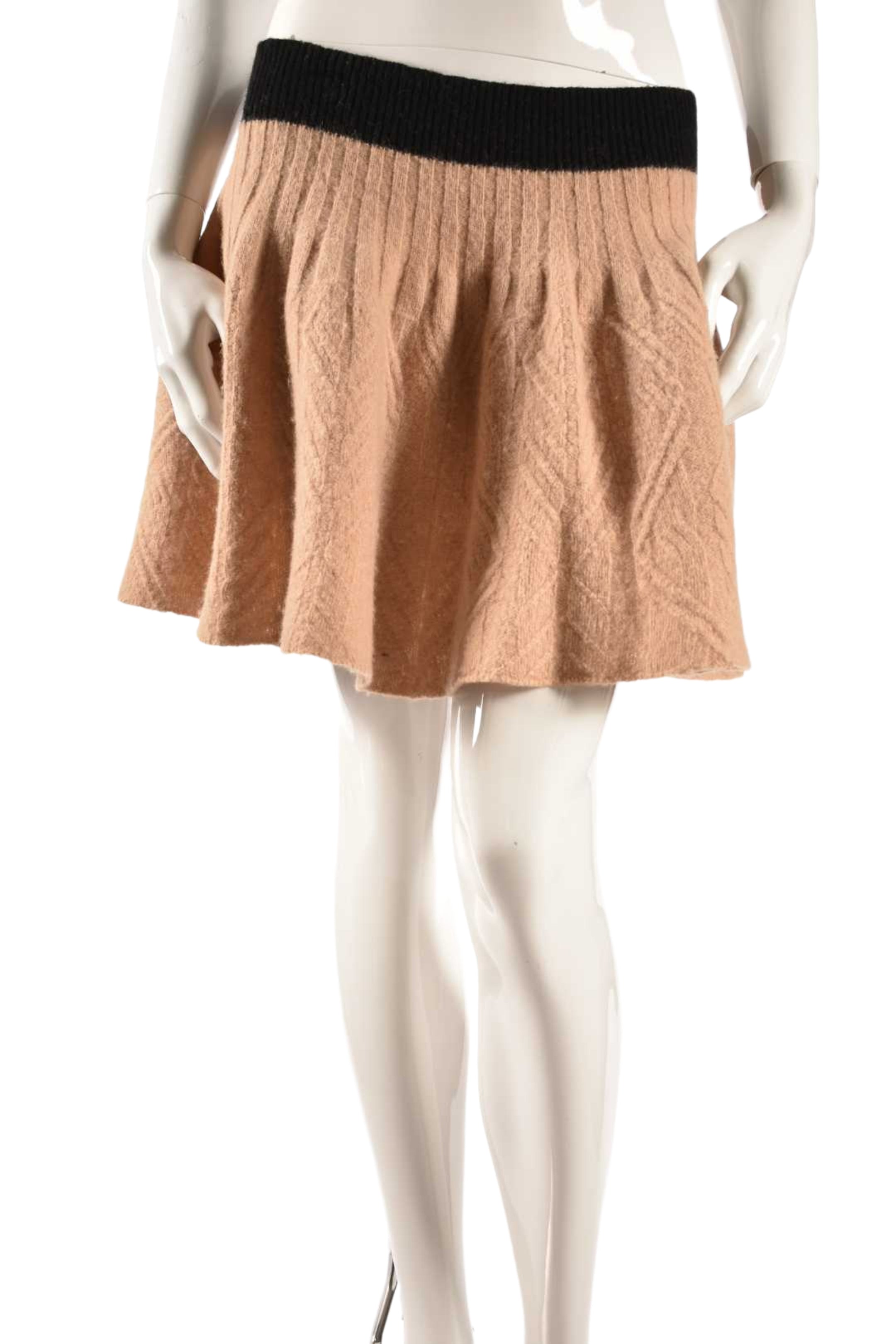 2010s MARC BY MARC JACOBS Tan Black Wool Blend Cable Knit Mini Skirt L