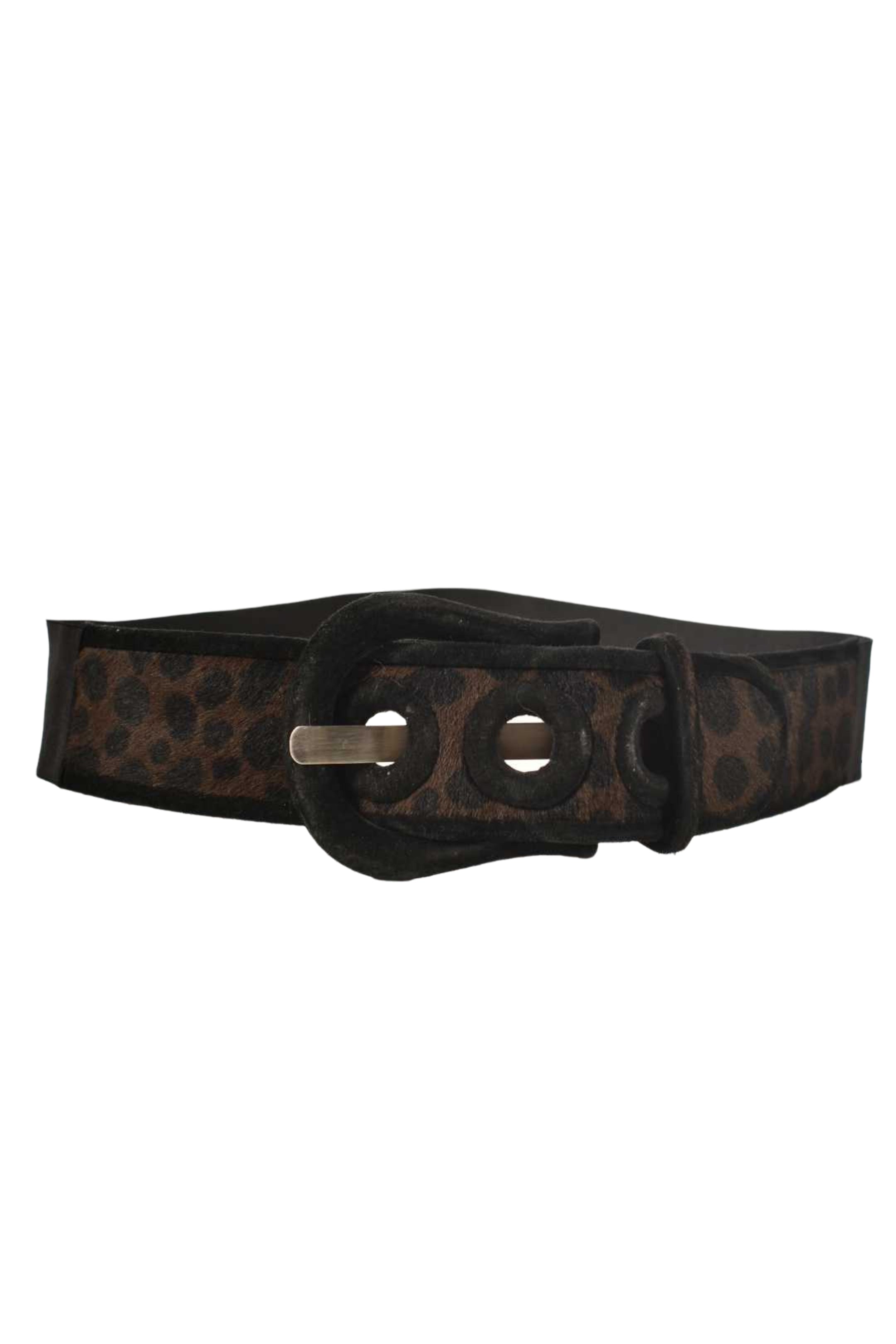 2000s SUZI ROHER Oversized Bugundy Cheetah Print Belt Large