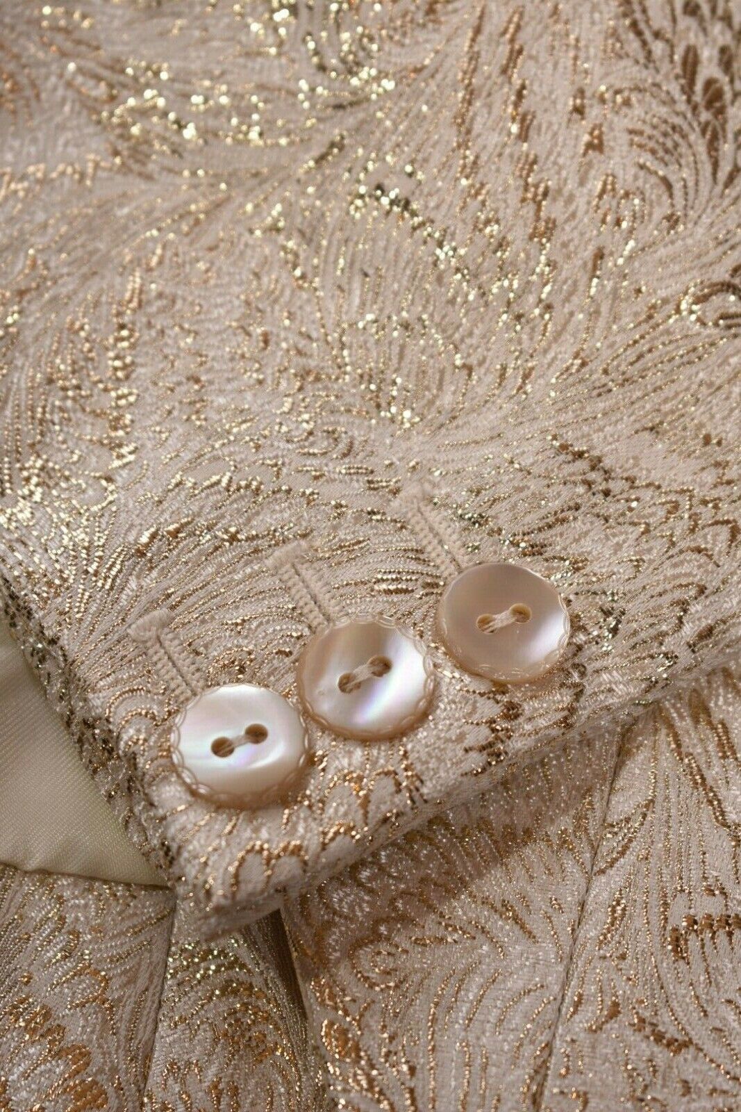 Luxe ANTONIO BERARDI Gold Ivory Sparkle Jacquard Foil Jacket 42EU 4US Italy