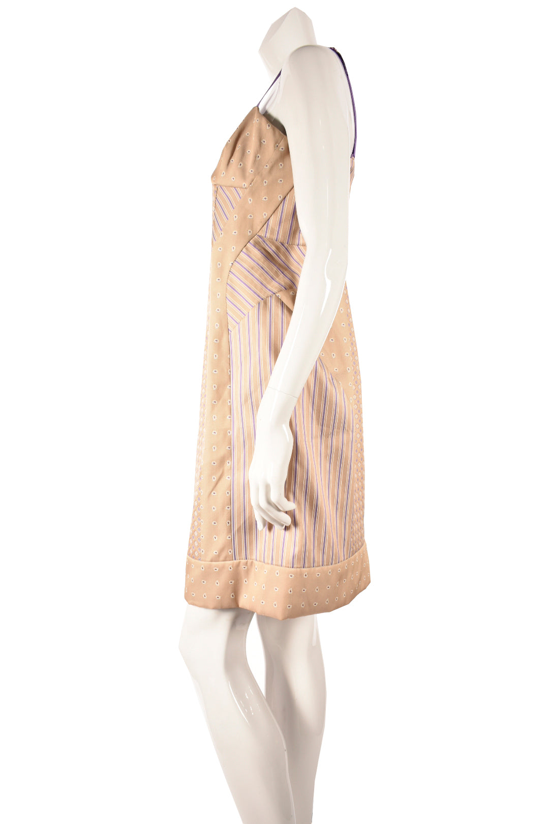 2000s PHILOSOPHY BY ALBERTA FERRETTI Tan Purple Stripe Dress 8US Italy