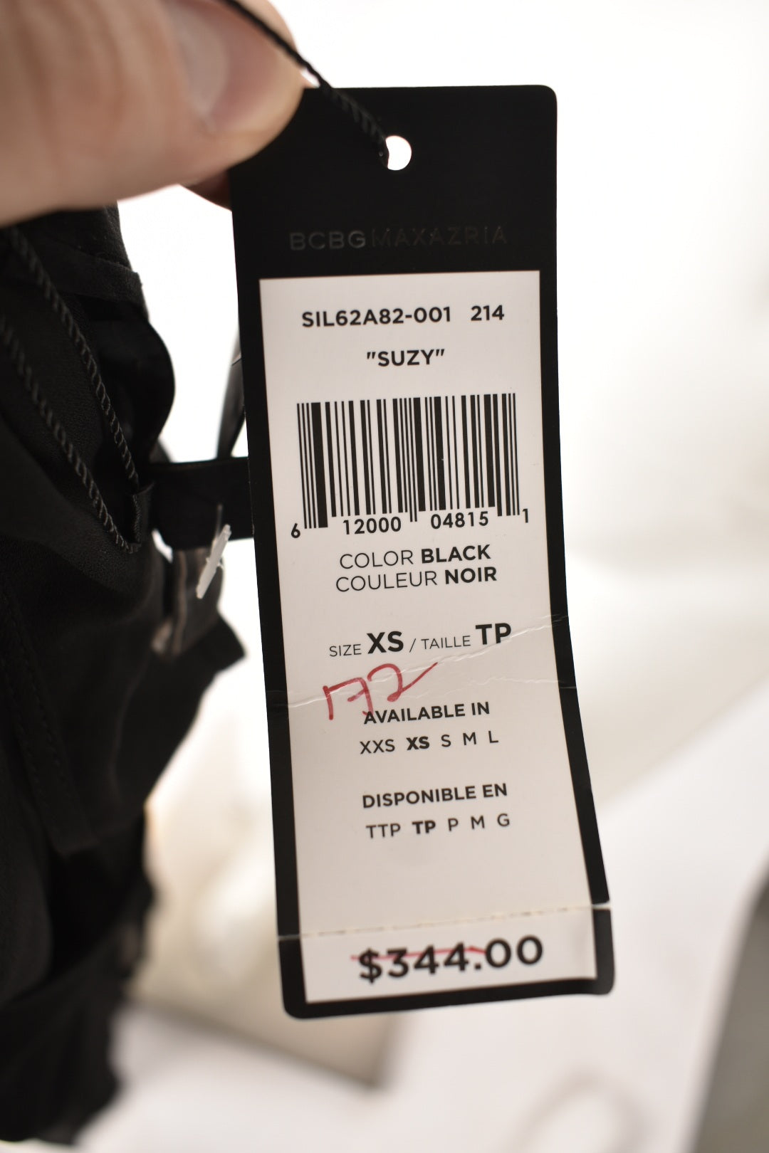 NWT BCBGMAXAZRIA Black Silk Asymmetrical Suzy Belted Slip Dress XS