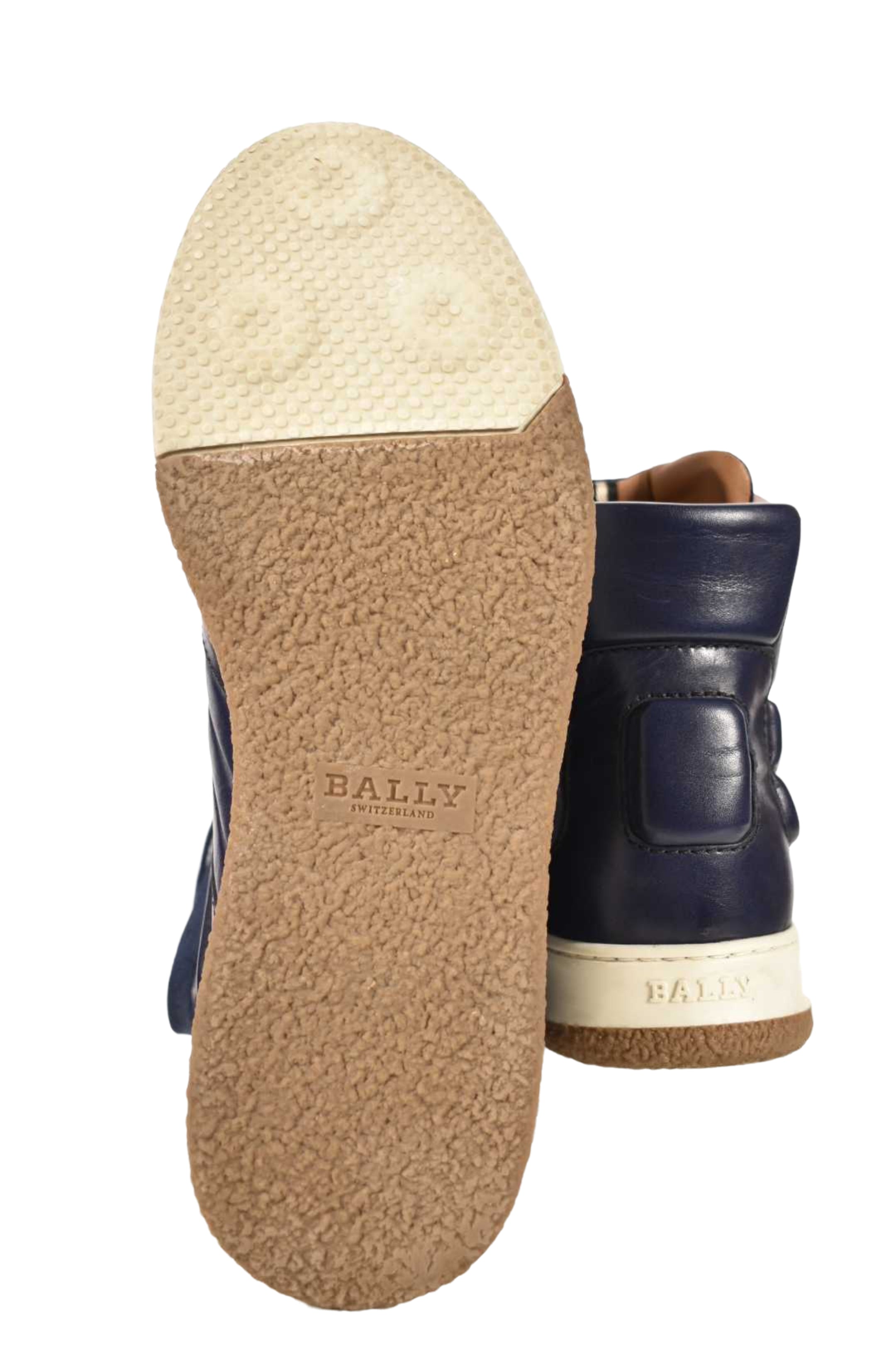 BALLY Navy Blue Leather Odar Padded High Top Sneaker 9D