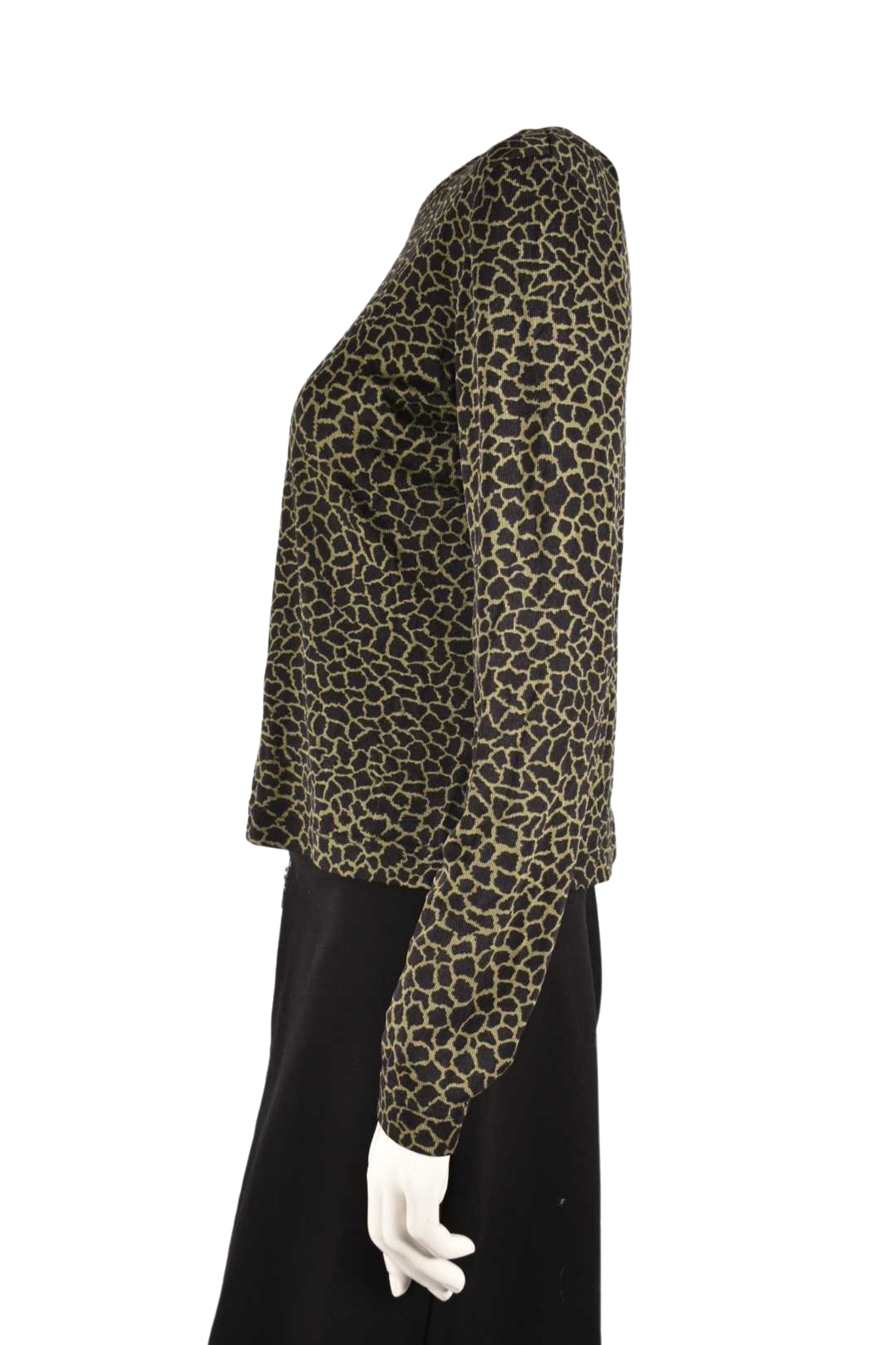 1990s ISTANTE Green Leopard Print Cropped Top Medium