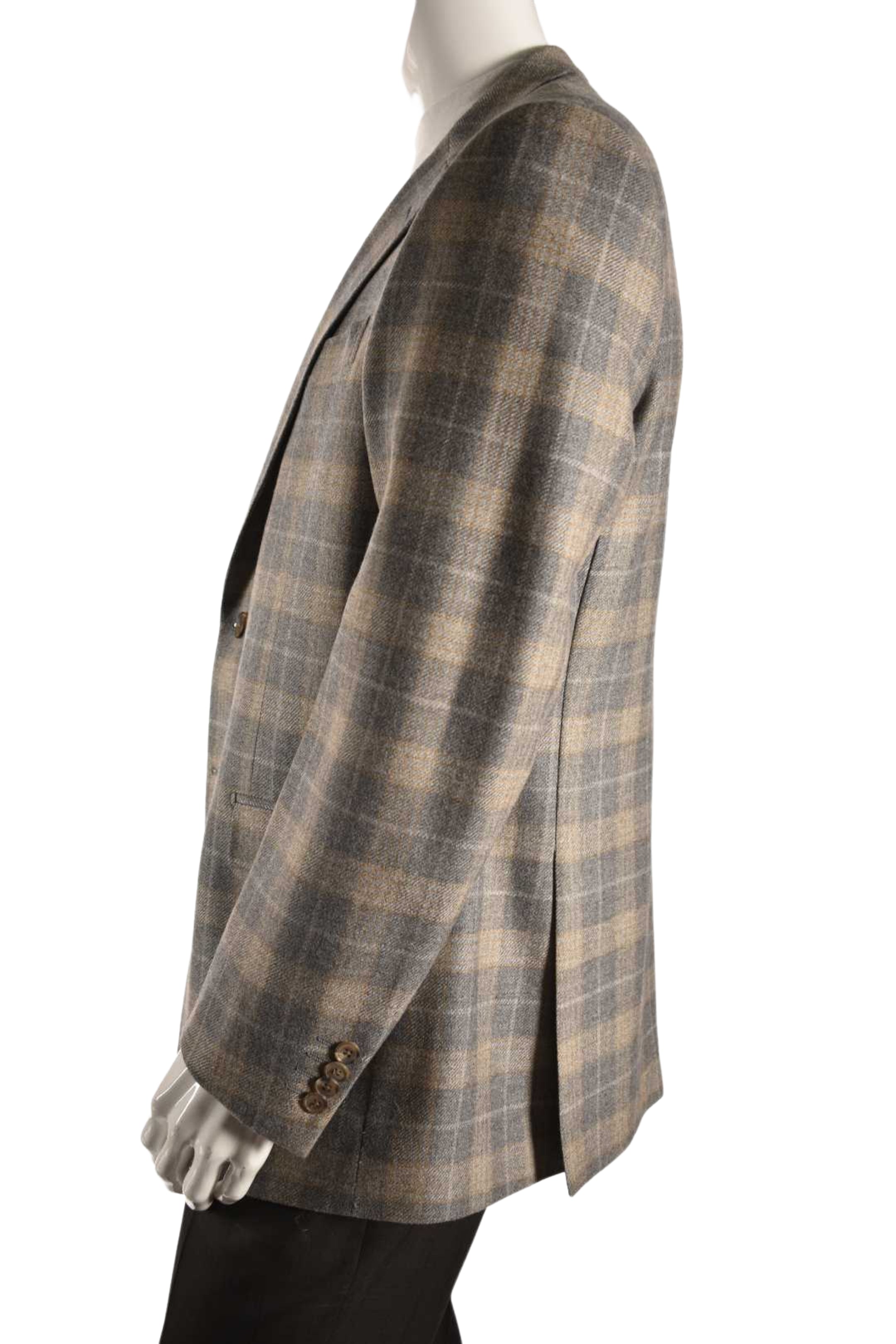TOMBOLINI Grey Tan Windowpane Check Wool Blazer 52EU 42R Italy