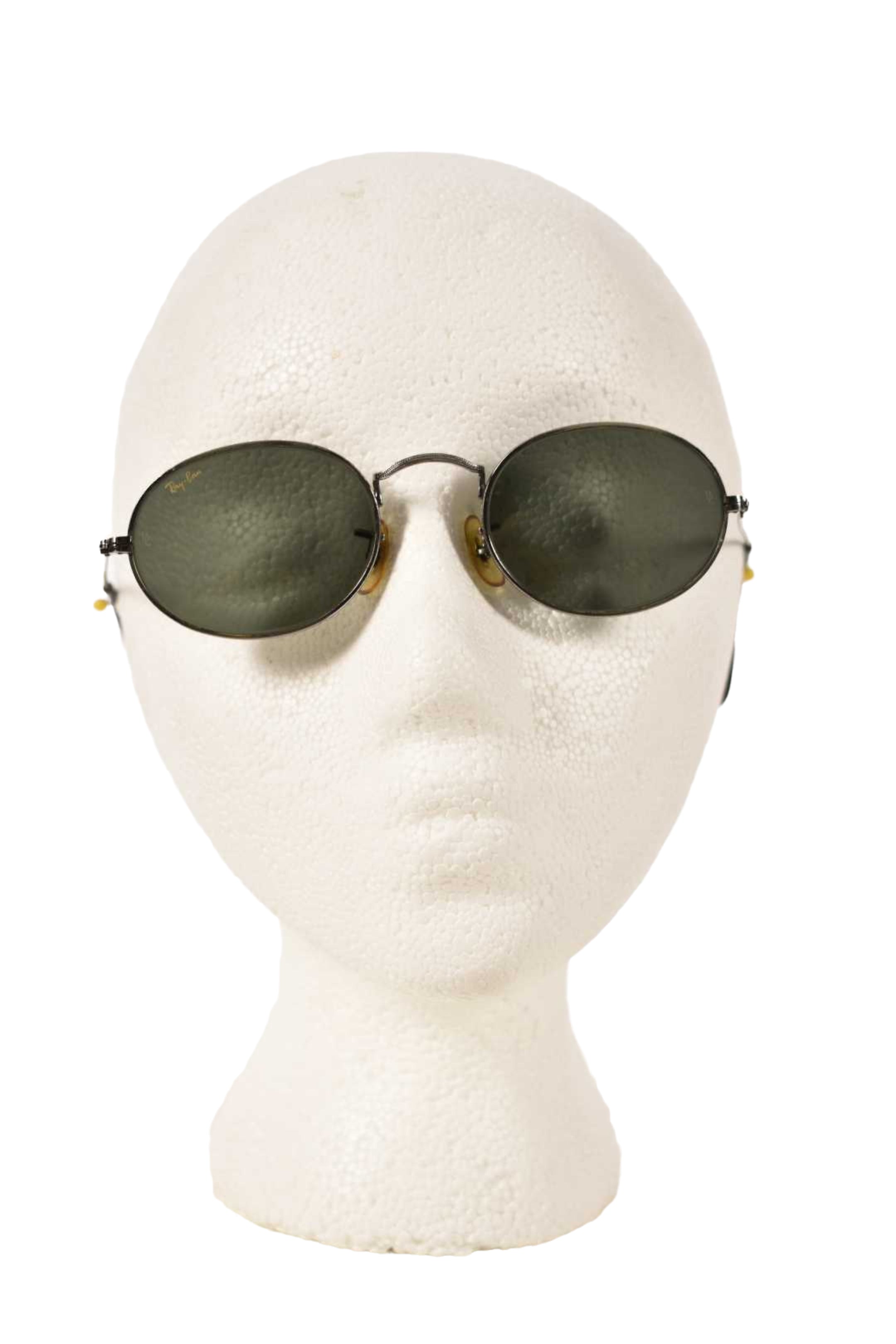 RAY-BAN Silver Grey W1283 Oval Engraved Sunglasses Bausch & Lomb USA