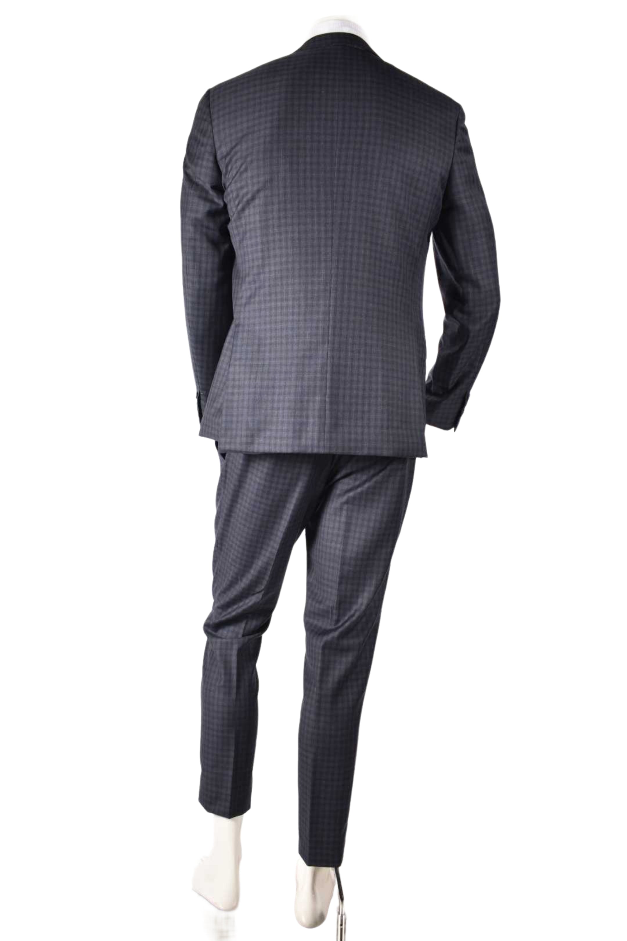 CANALI Navy Blue Tonal Neat Check Fine Wool Suit 50EU 40R Italy