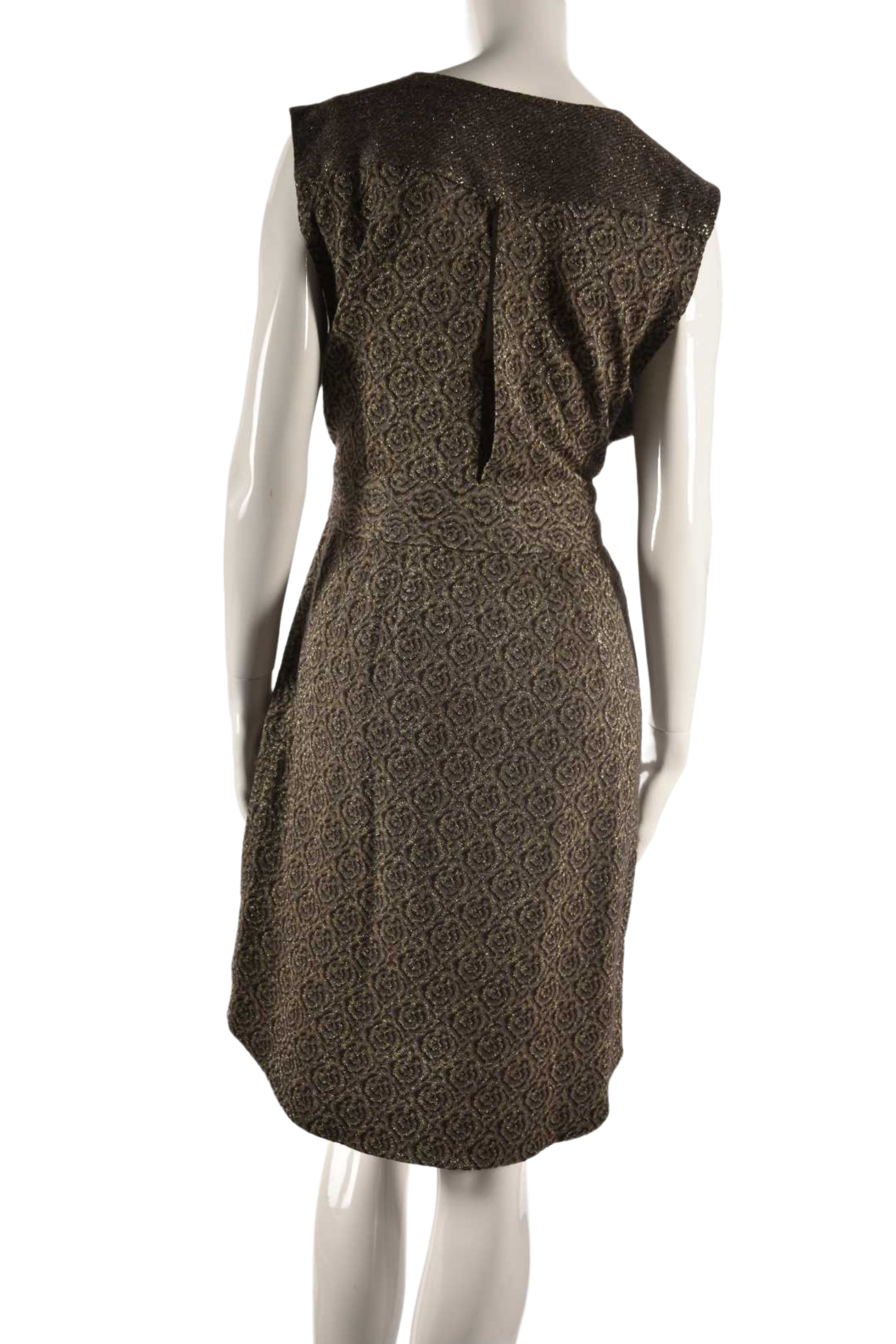 2000s MARC BY MARC JACOBS Gold Wool Floral Jacquard Wrap Dress Medium