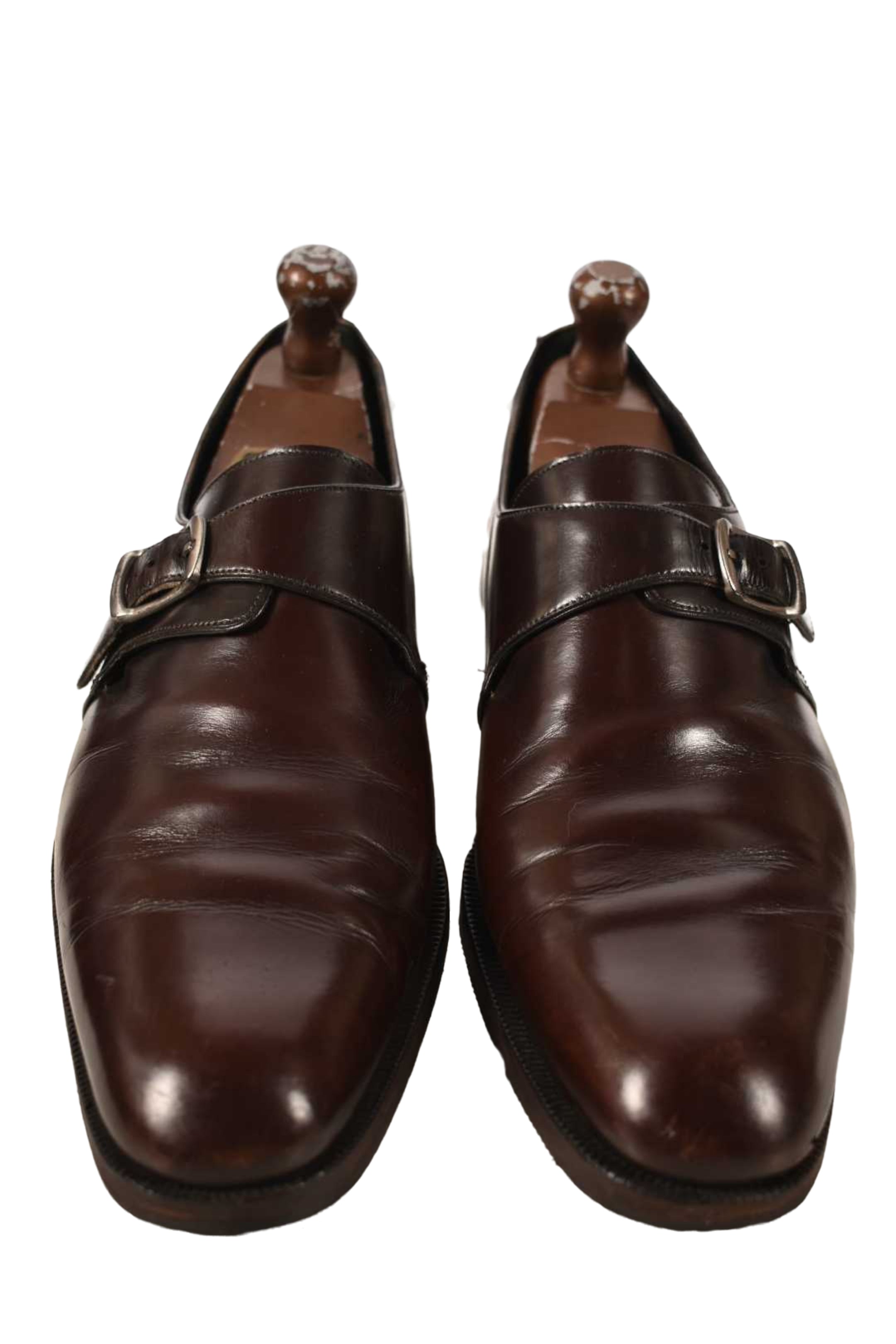 SALVATORE FERRAGAMO Brown Leather Single Monkstrap Oxford Dress Shoes 11EE Italy