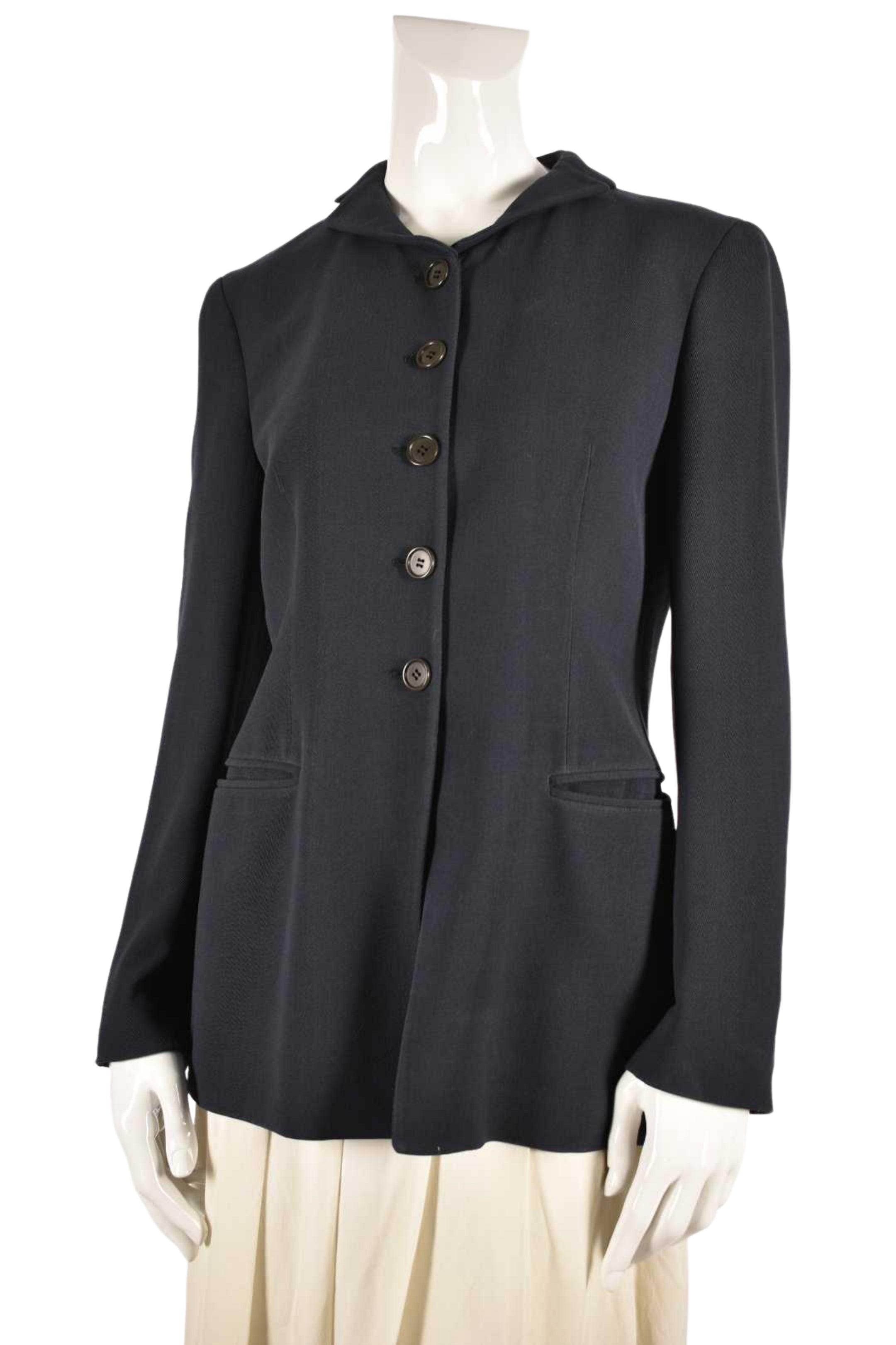 1990s GIORGIO ARMANI Navy Wool Rounded Collar 5Btn Blazer 42EU