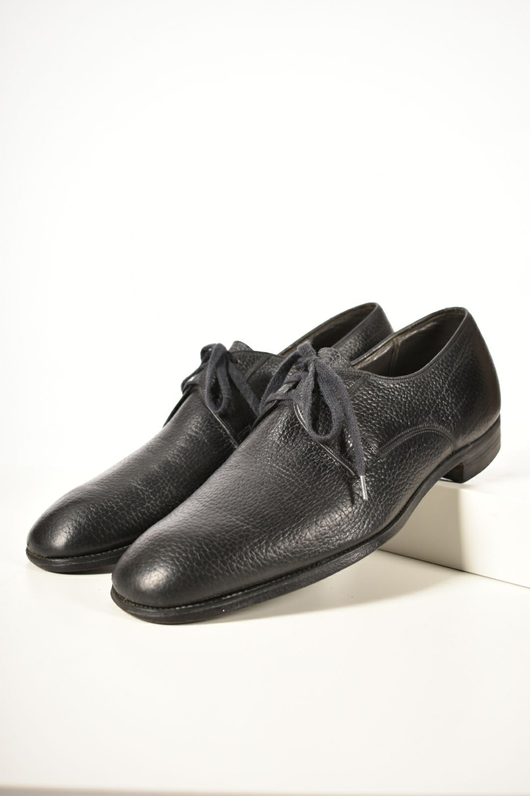 1970s CHURCH'S Black Pebbled Ranch Oxhide Leather Oxford Shoes 11US England