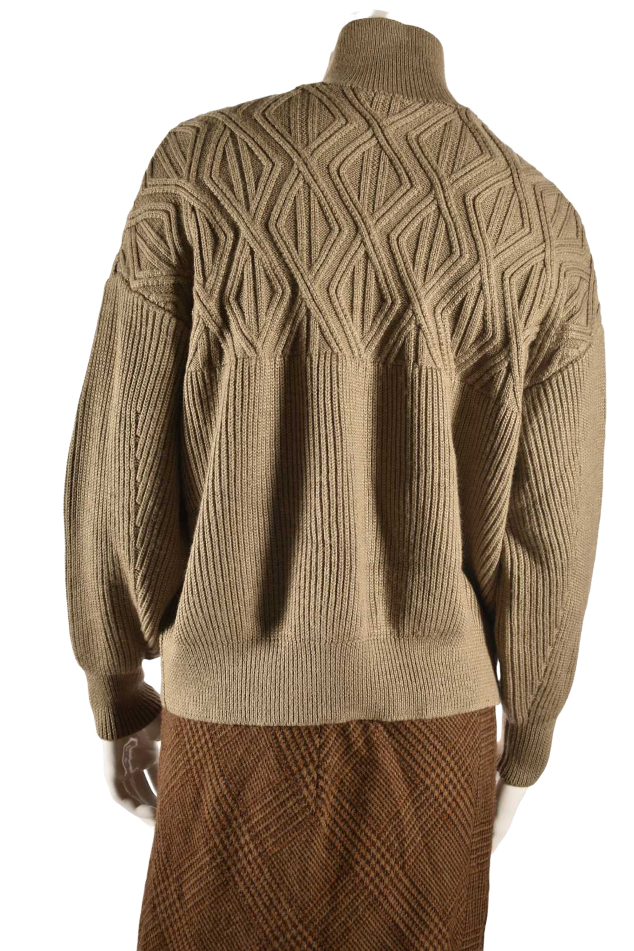 SPORTMAX Beige Taupe Wool Oversized Cable Knit Sweater Medium