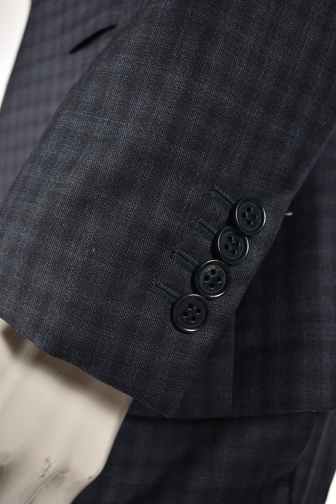 CANALI Navy Blue Tonal Neat Check Fine Wool Suit 50EU 40R Italy