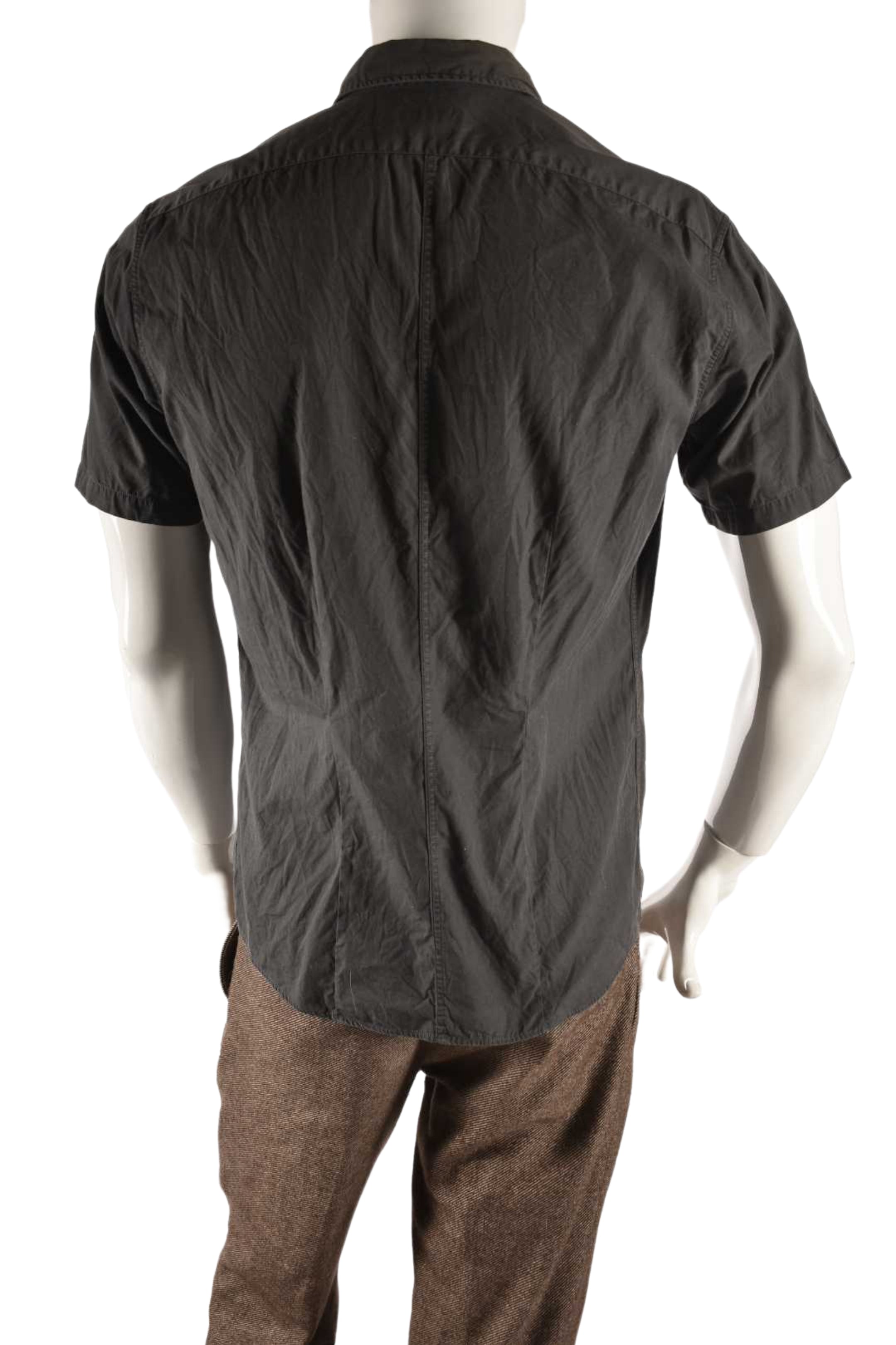 DRIES VAN NOTEN Grey Short Sleeve Cotton Contrast Shirt 50EU Small