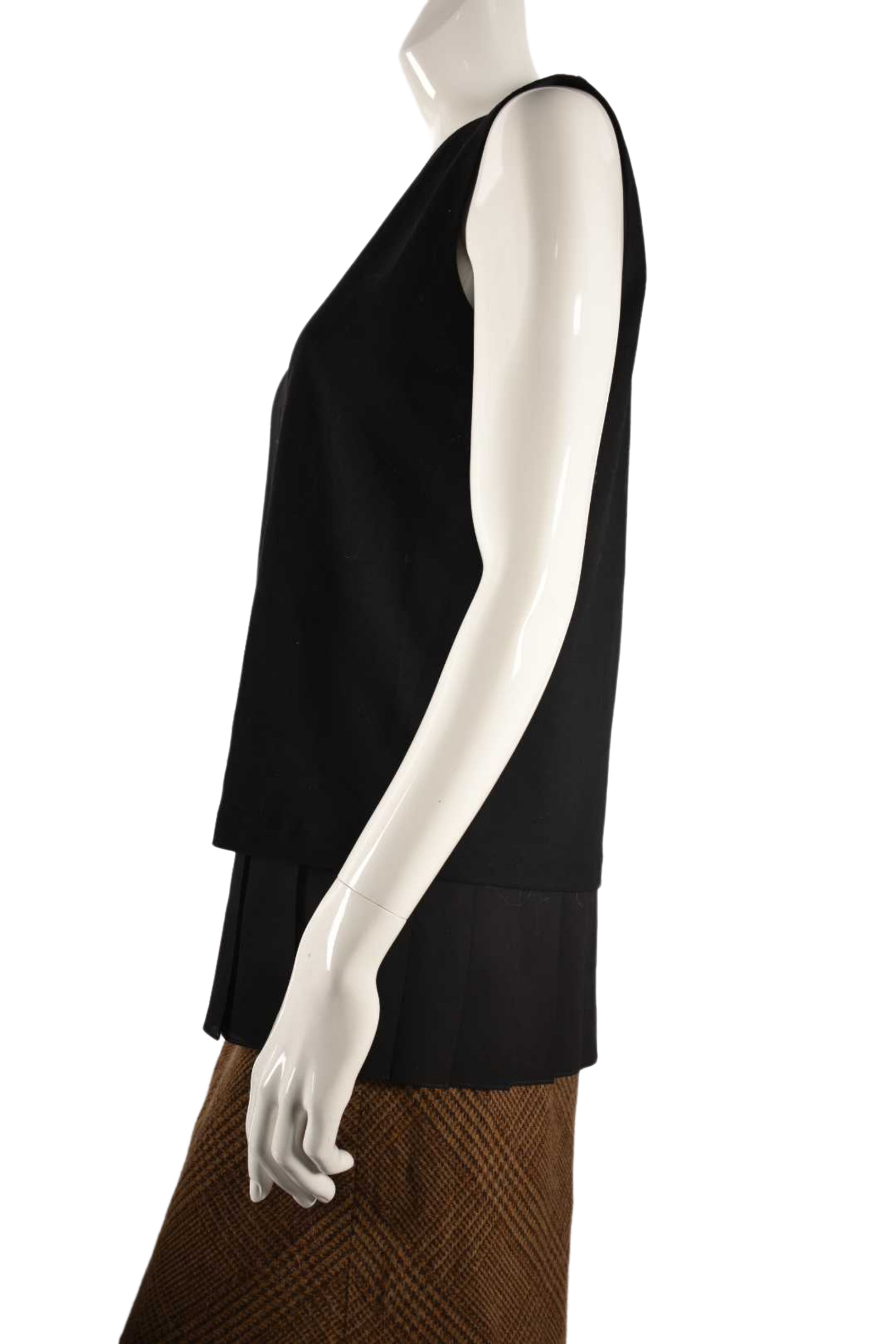 MAX MARA Black Sleeveless Viscose Silk Peplum Top Medium