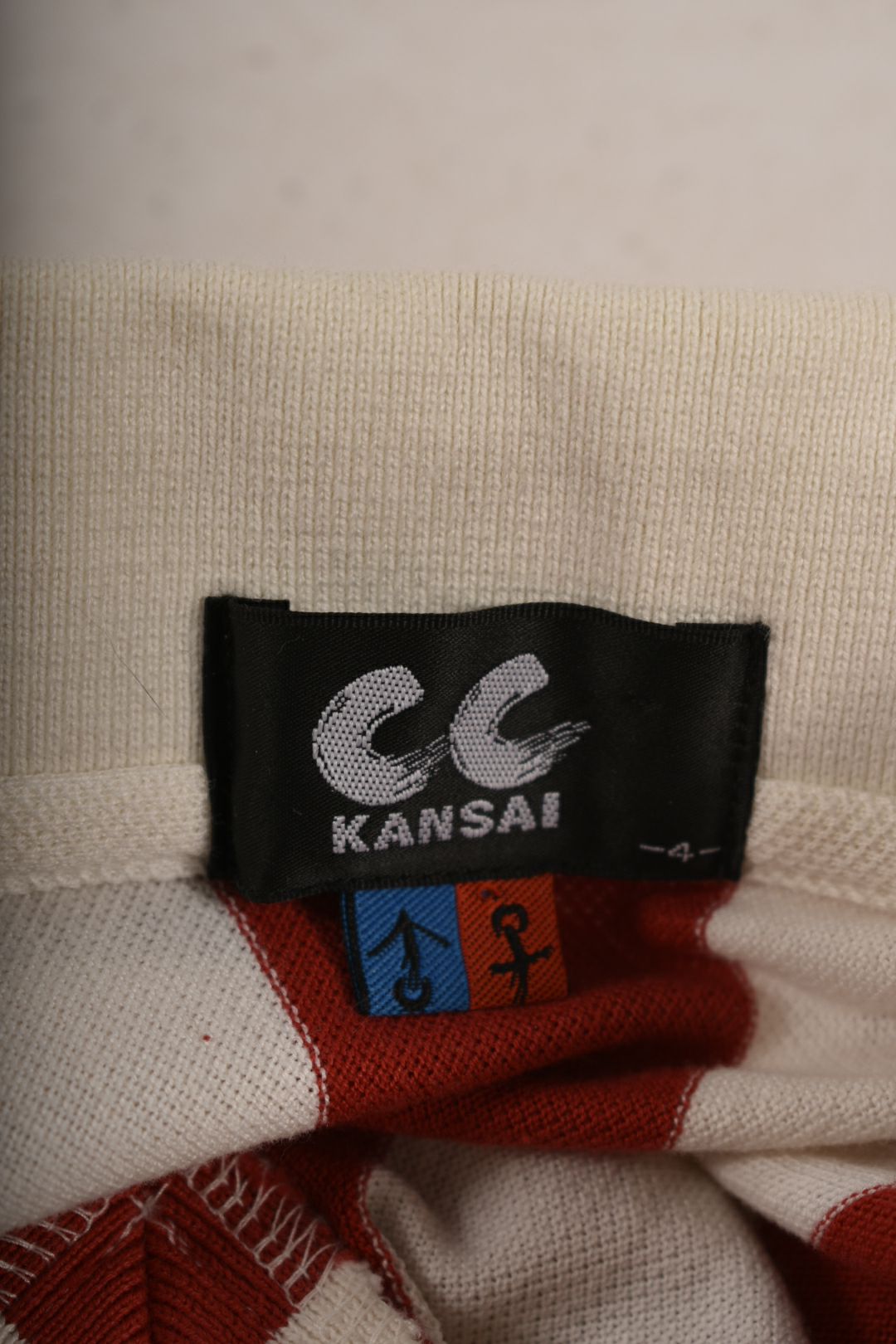 2000s CC KANSAI YAMAMOTO Red White Stripe Cotton Pique Football Polo Medium