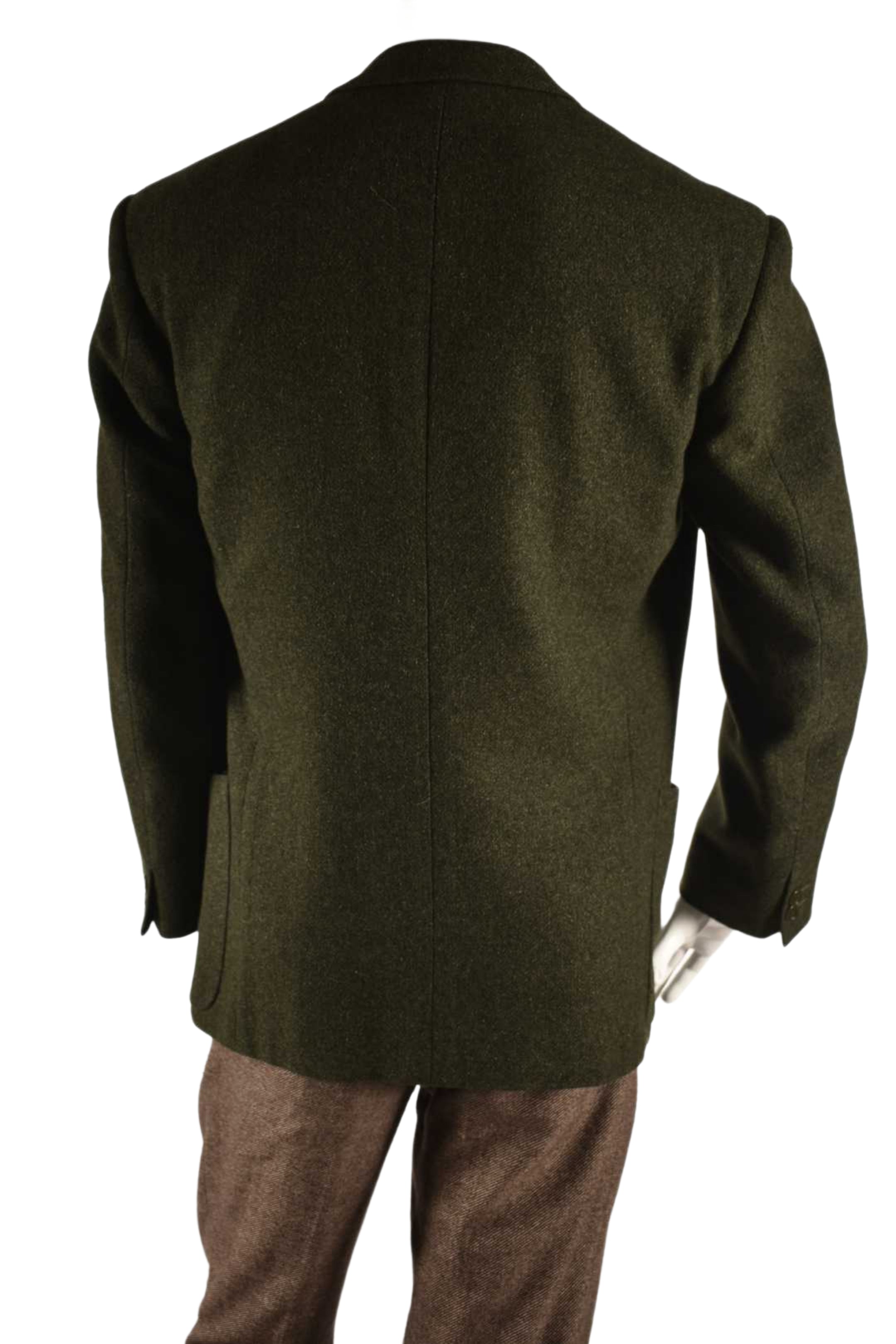 1990s GIORGIO ARMANI Green Wool Silk Herringbone Blazer 40R