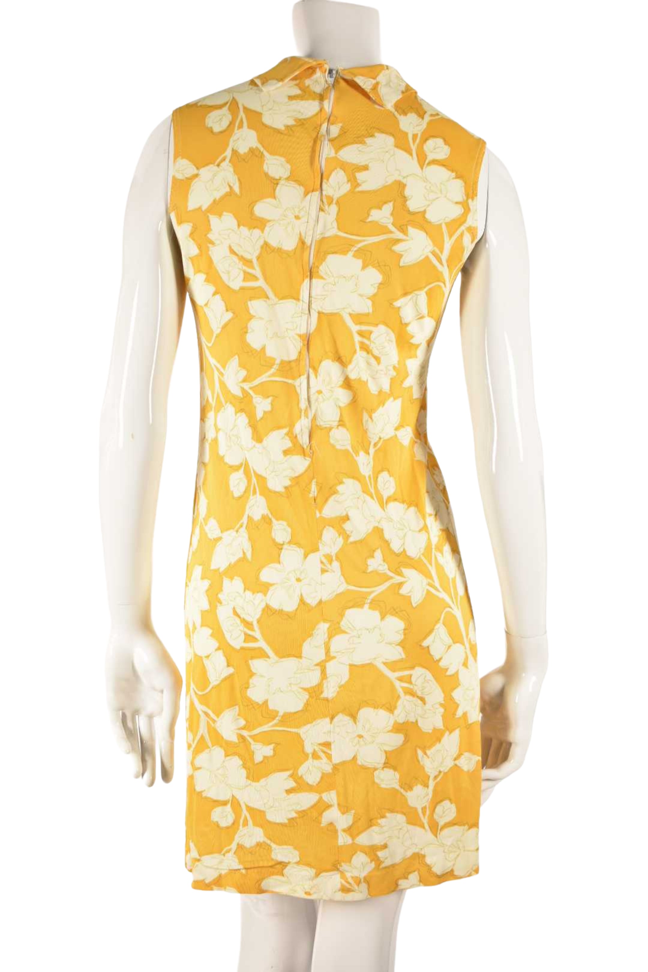 1960s Mod MAD MEN Yellow Poly Stretch Halter Bodycon Sheath Dress 4US Small