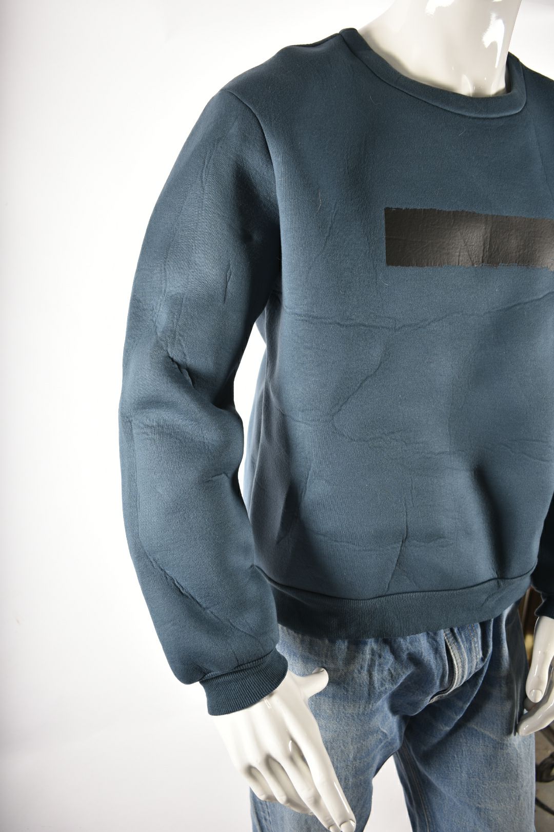 KRISVANASSCHE Teal Blue Viscose Neoprene Sweatshirt Medium
