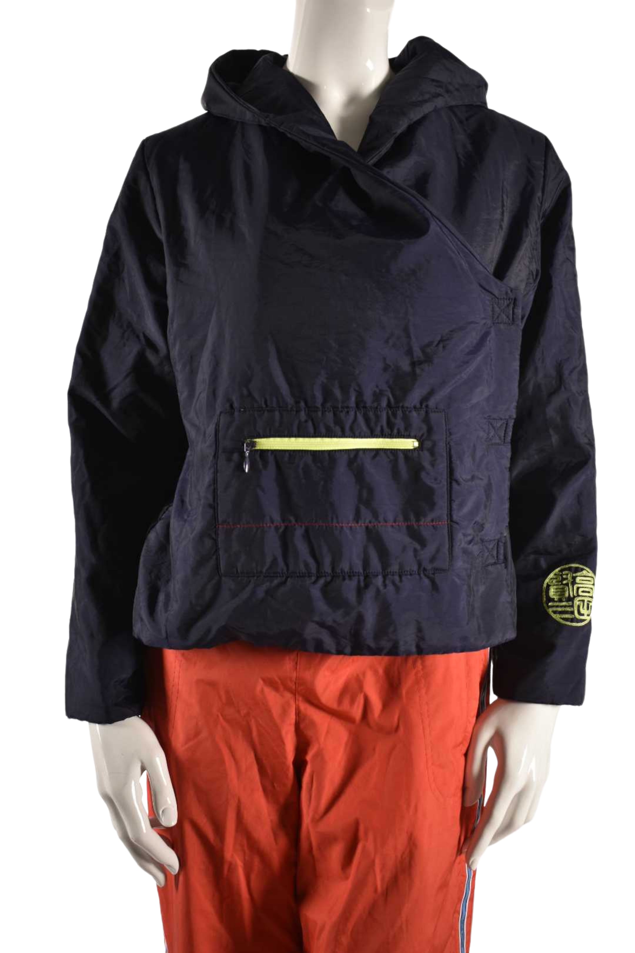 1990s KENZO JUNGLE Navy Nylon Crossbody Anorak Jacket Small