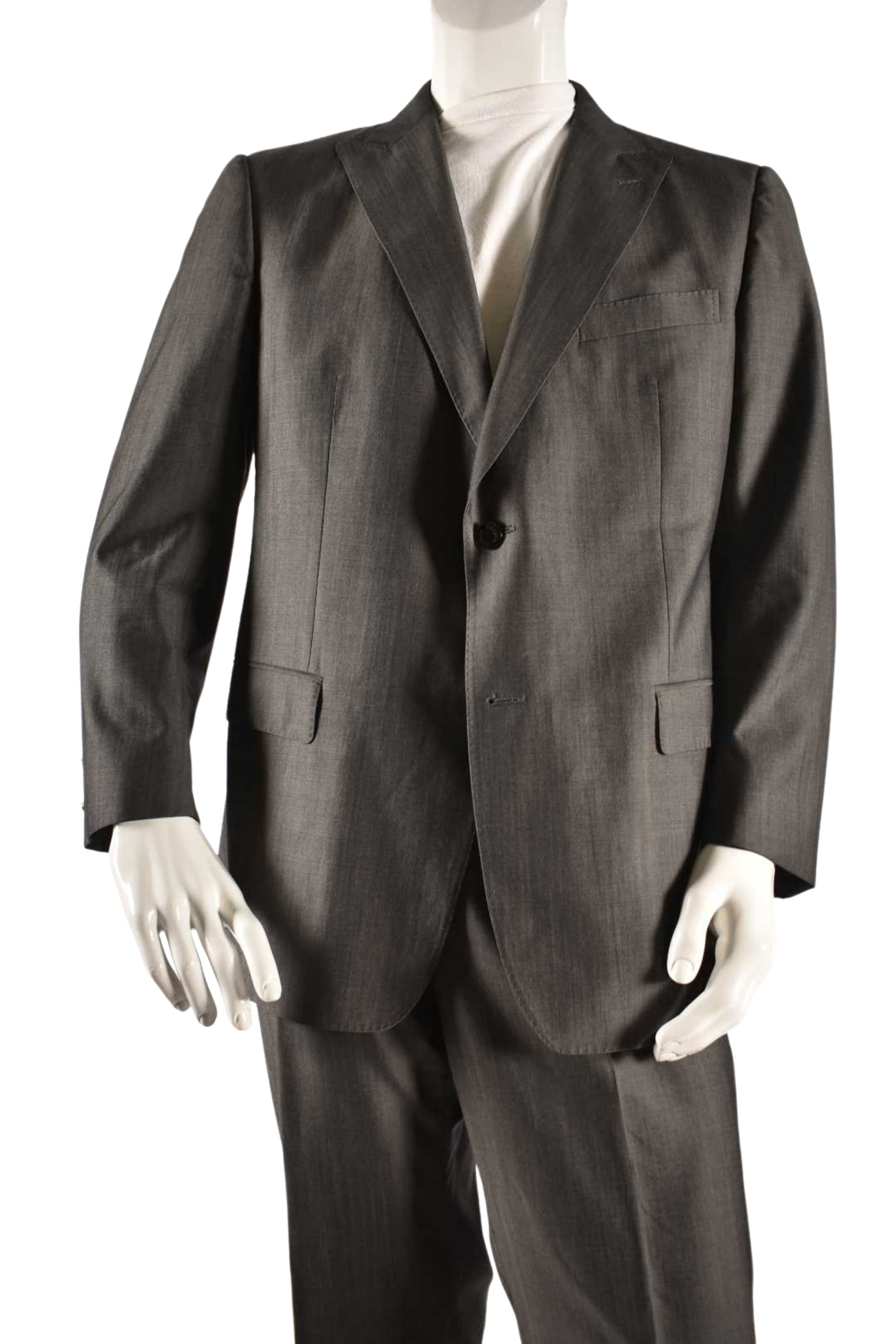 Z ZEGNA Charcoal Grey Peak Lapel Fine Wool Suit 54EU 44R