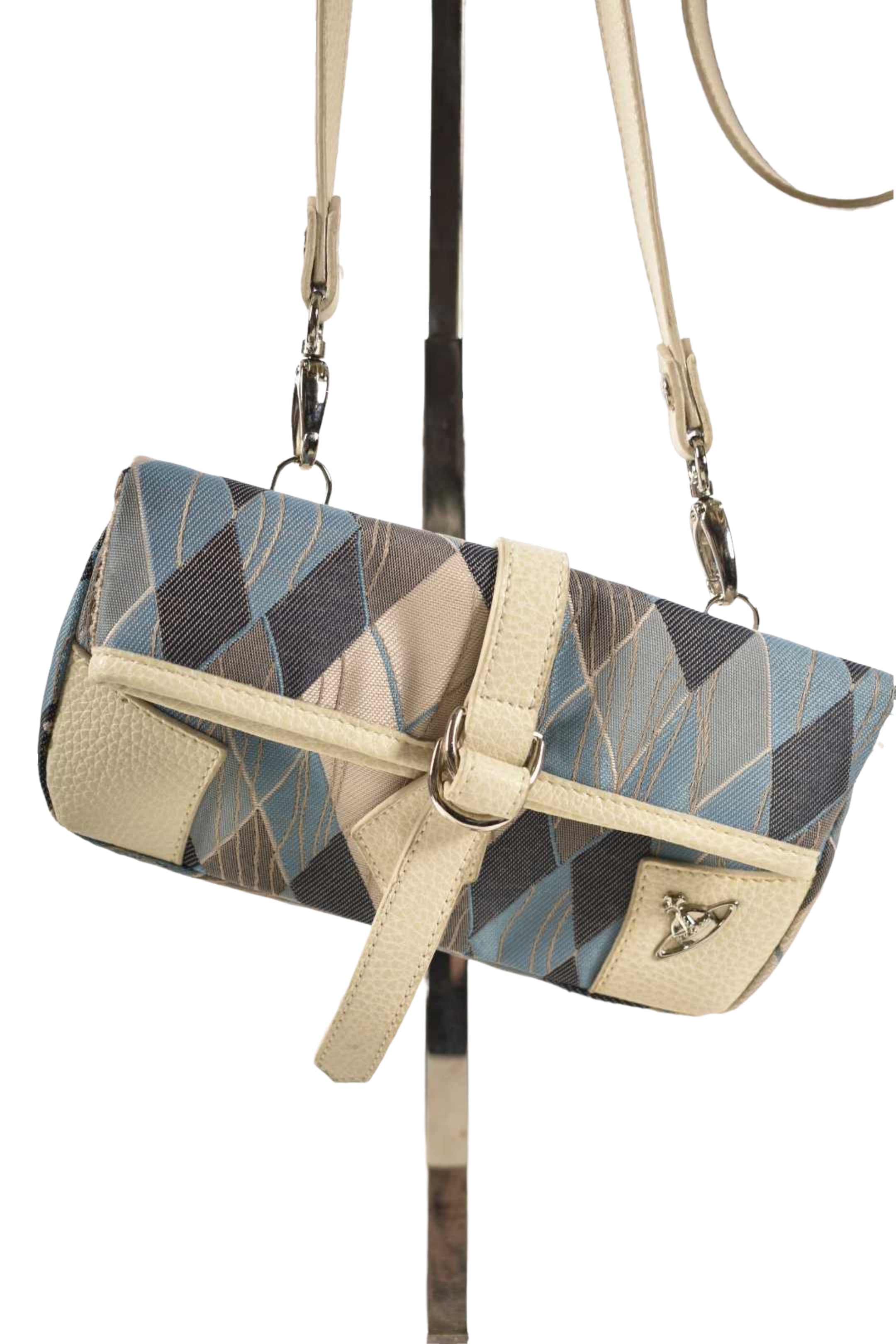 2000s VIVIENNE WESTWOOD Blue Argyle Jacquard Crossbody Bag