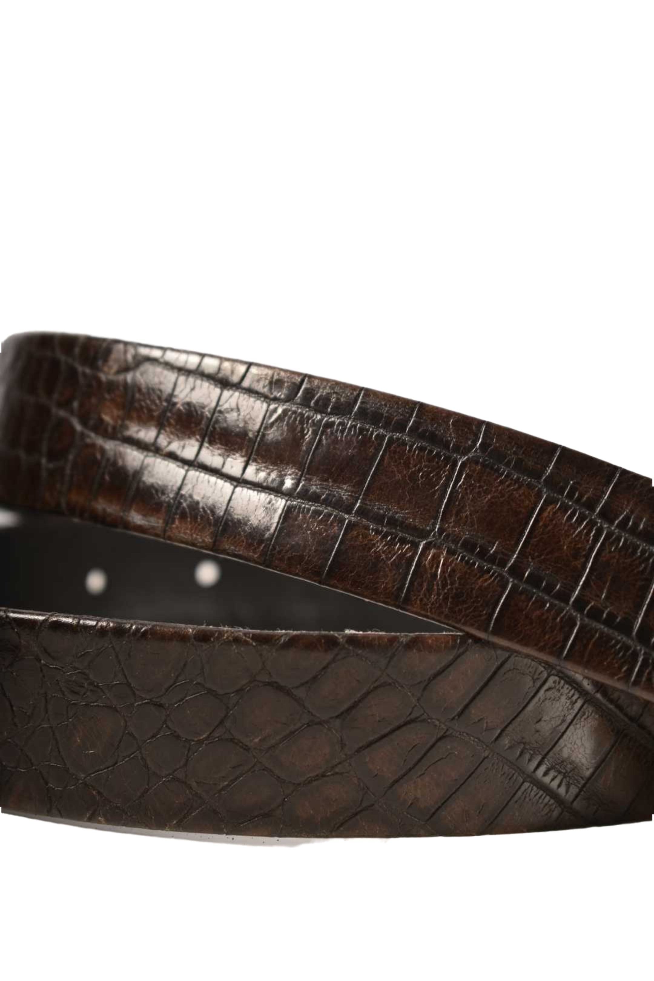 2000s SUZI ROHER Brown Polished Alligator Leather Belt Large