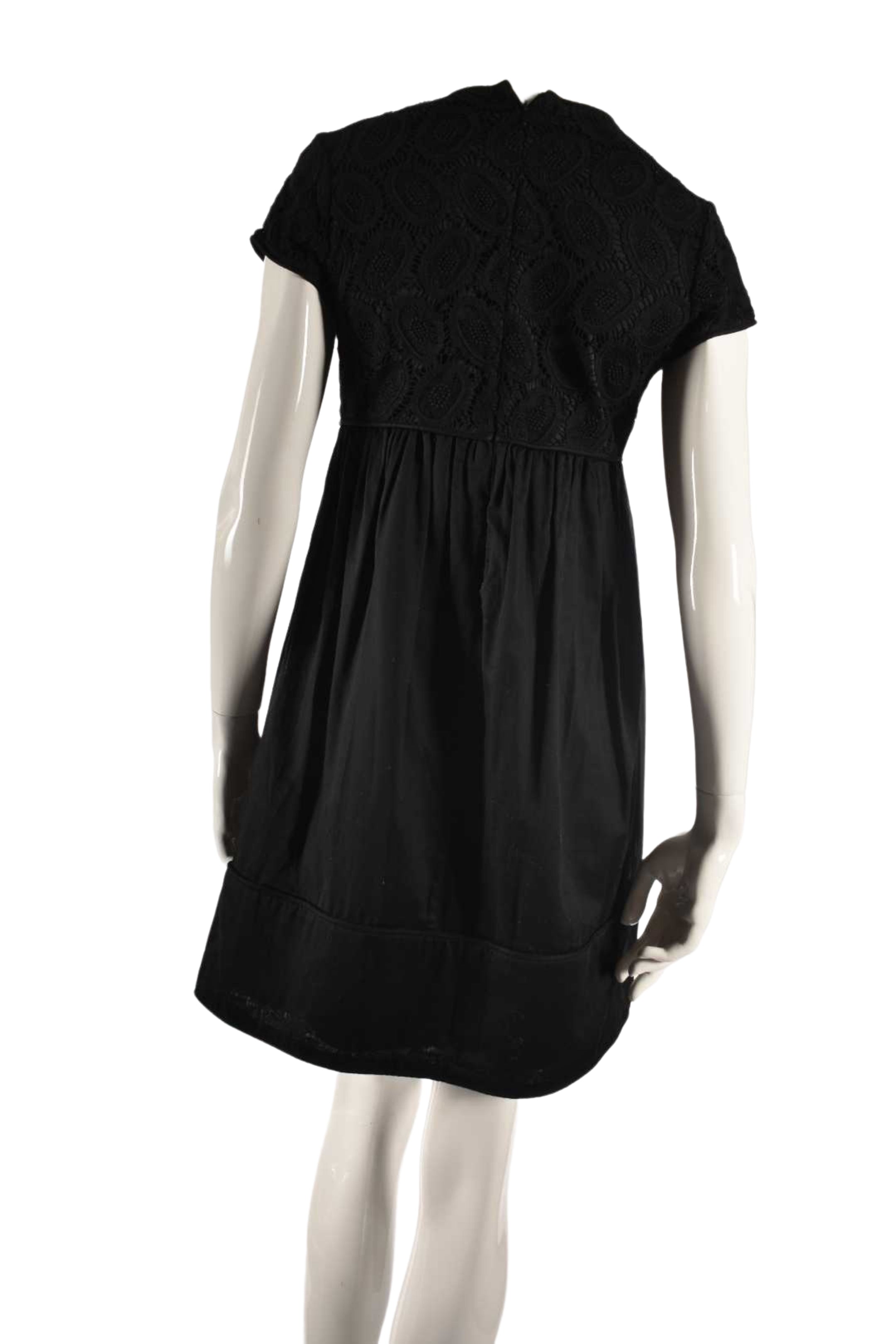 2000s BURBERRY Black Floral Lace Cotton Coquette Dress 6US
