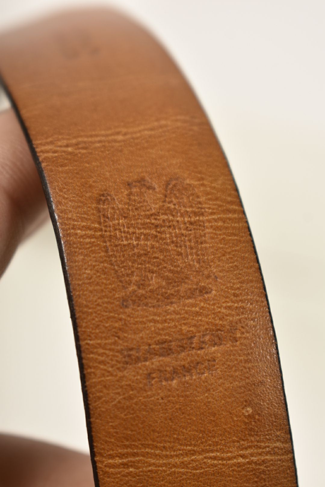 1980s L'AIGLON FRANCE Dark Brown Pebbled Leather Belt 34" Italy