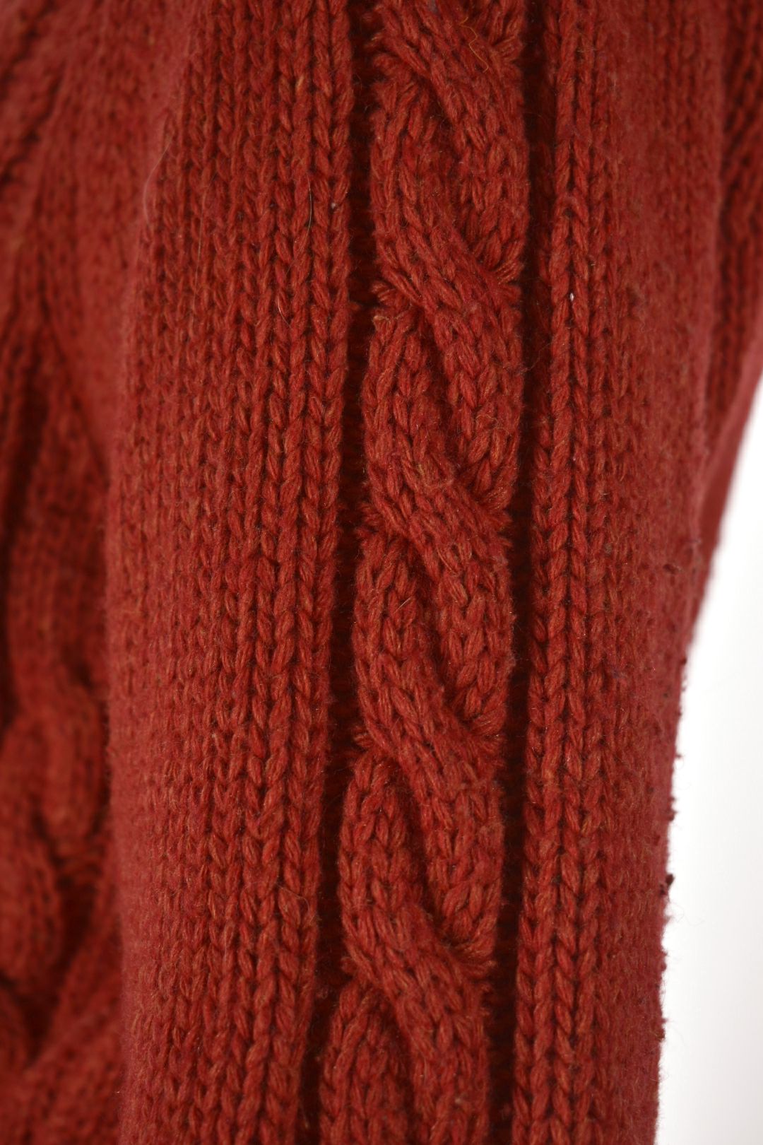 2000s THEORY Orange Wool Cableknit Fur Trim Belted Cardigan Sweater Medium