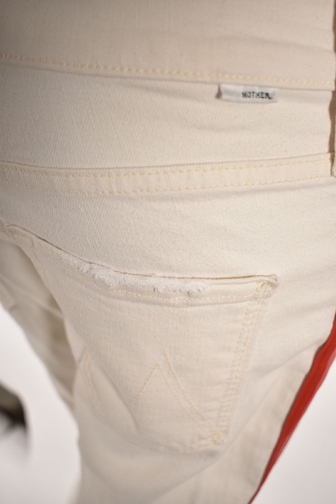MOTHER White Pink Side Stripe Midrise Dazzler Crop Denim 29W USA