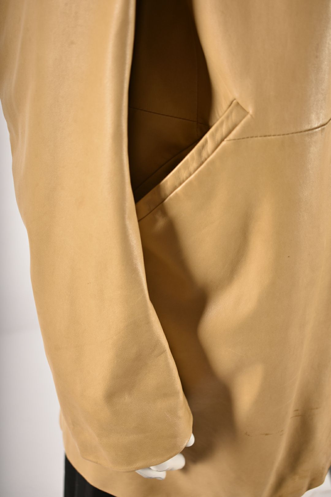 2000s JIL SANDER Beige Tan Lambskin Leather 3/4 Jacket 44EU Large