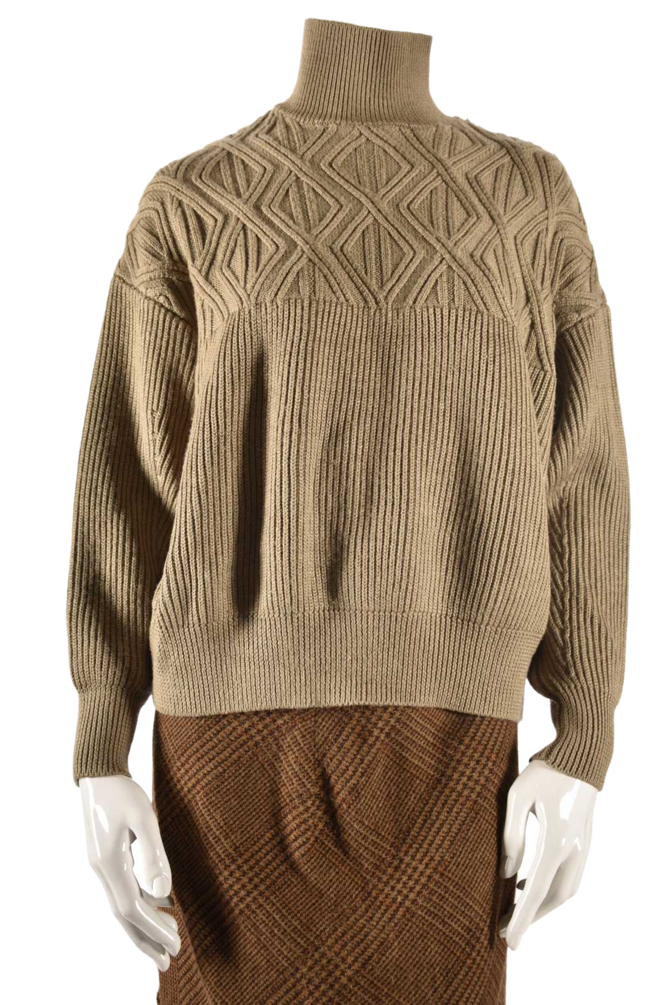SPORTMAX Beige Taupe Wool Oversized Cable Knit Sweater Medium
