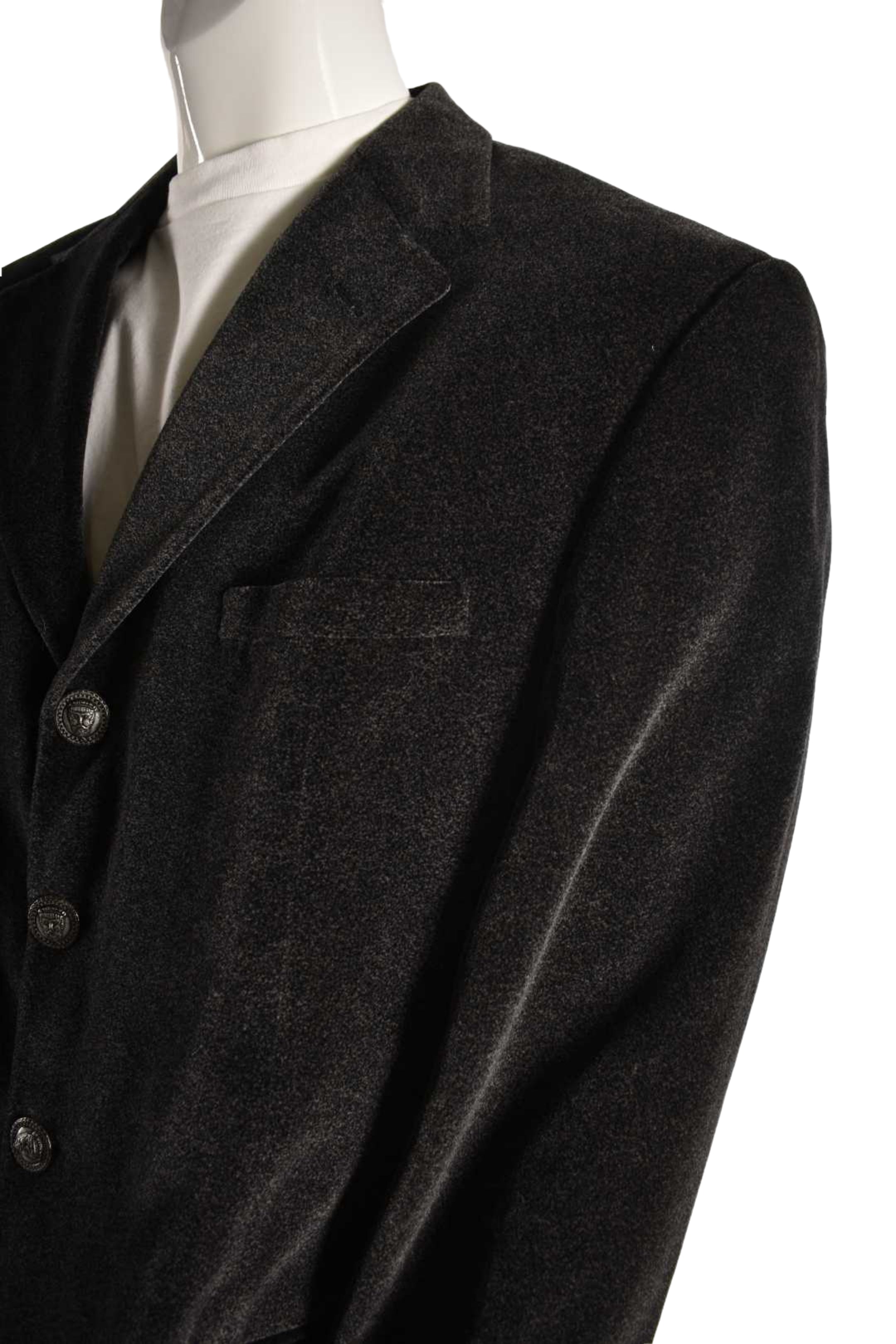 1990s ISTANTE Charcoal Grey Galaxy Cotton Velvet 3BTN Blazer 44T