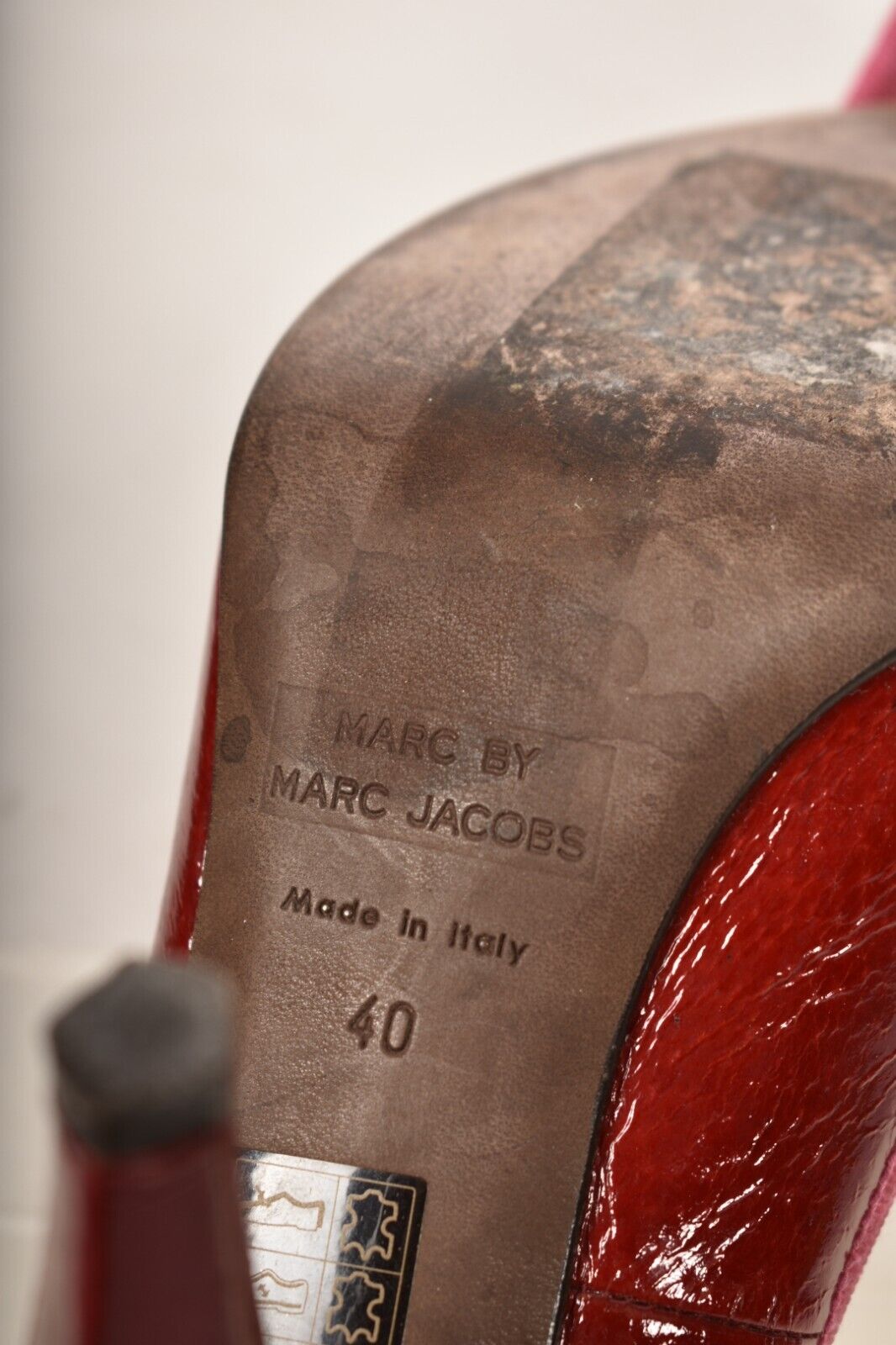 2000s MARC BY MARC JACOBS Red Patent Leather Bow Peep Toe Pumps 40EU 10US Italy