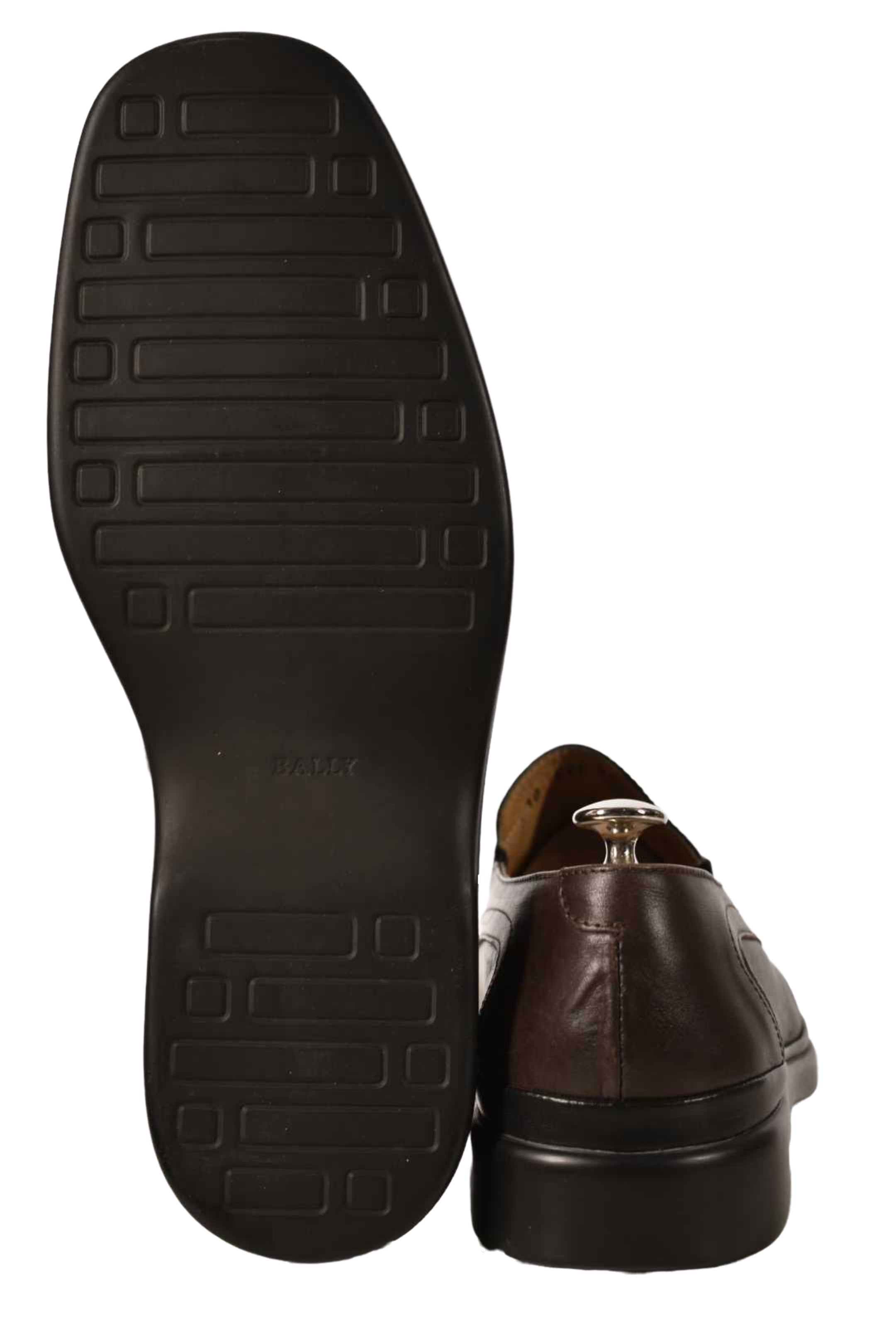 NWOB BALLY Brown Calfskin Leather Rogado Square Toe Slip On Loafers 10EEE Italy