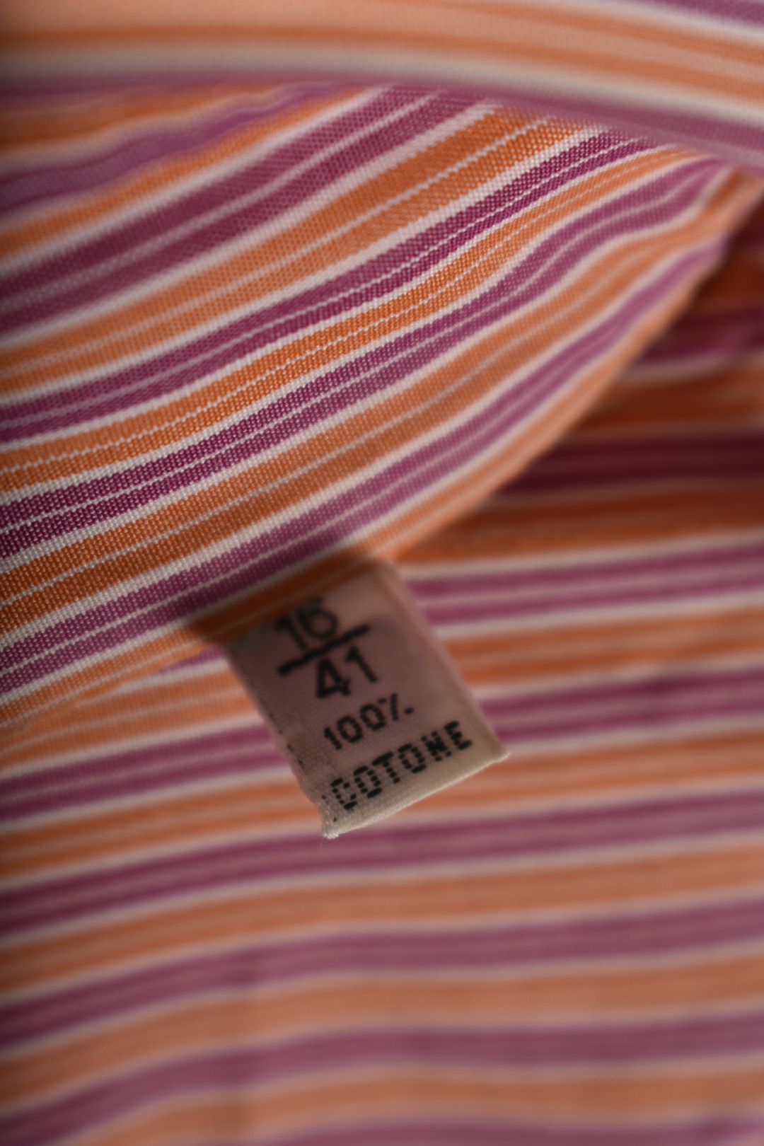 FRANCK NAMANI Orange Purple Stripe Cotton Dress Shirt 16/41 Large