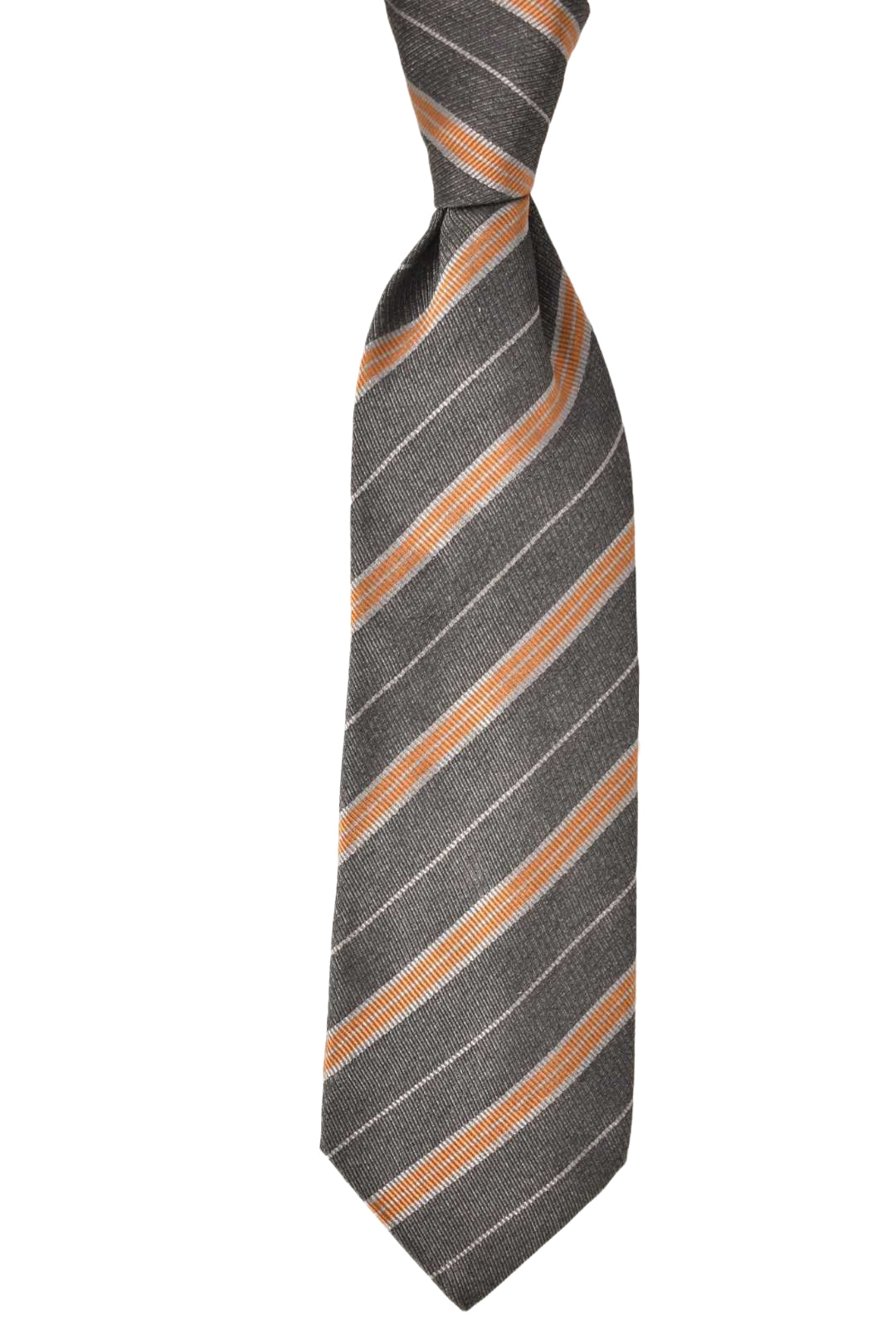 2000s Pal Zileri Grey Orange Stripe Silk Tie Italy