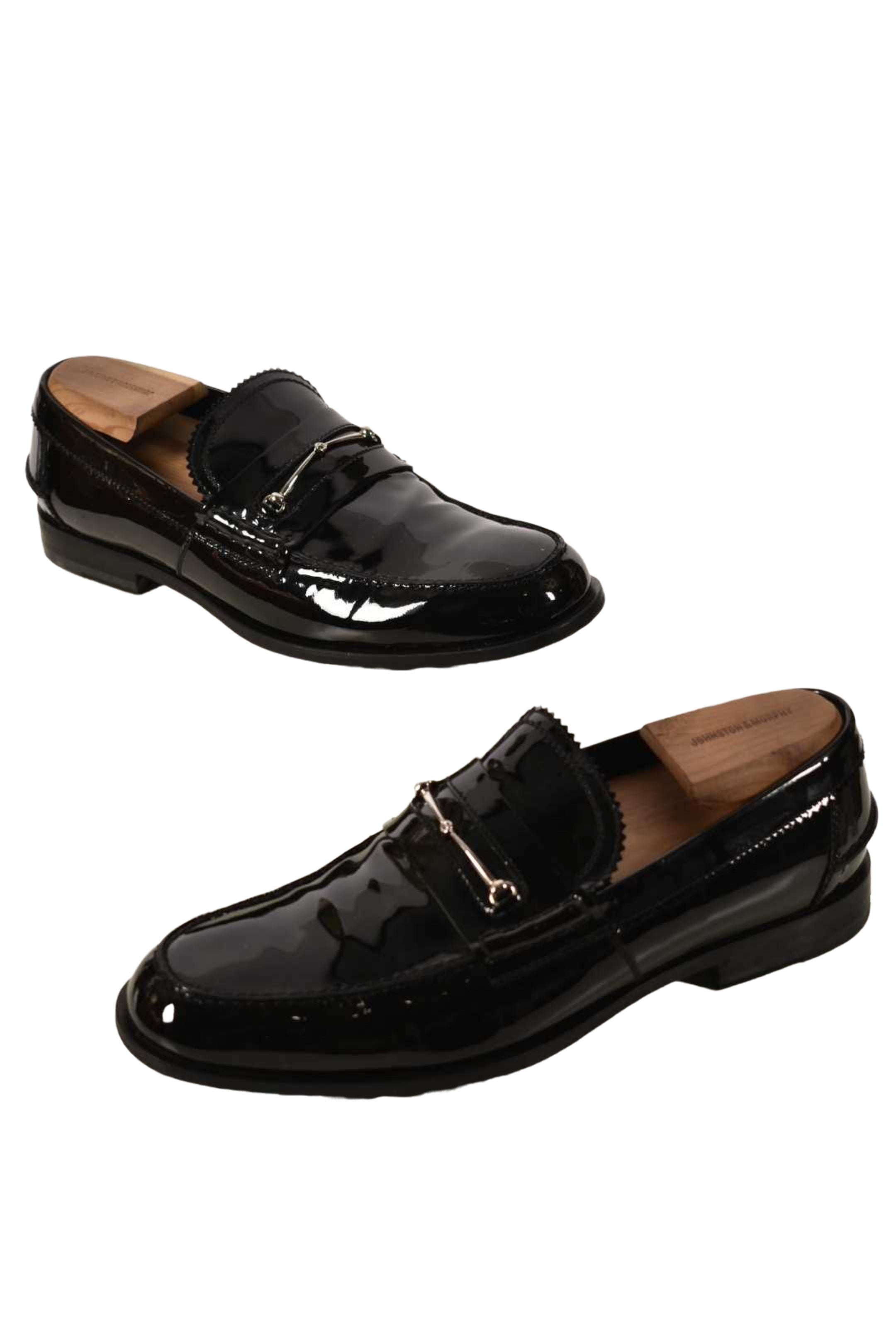 1990s TF Era GUCCI Black Glossy Patent Leather Horsebit Loafers 10US Italy