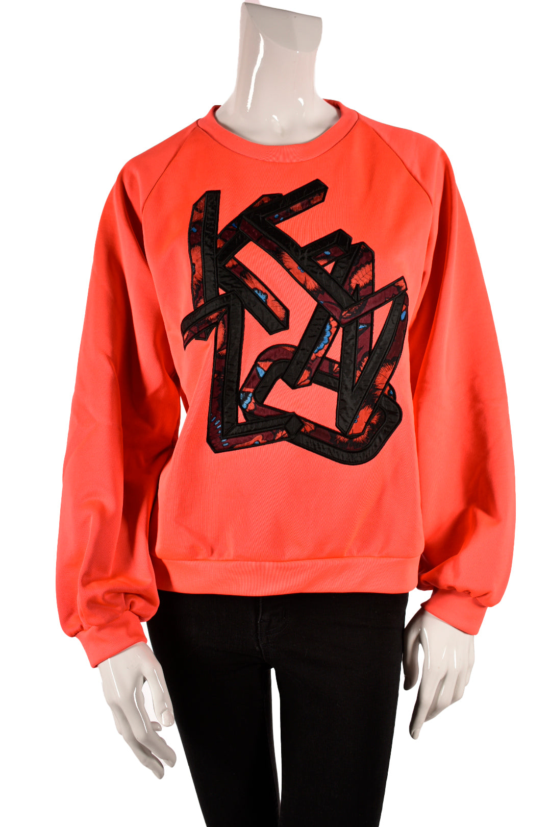 KENZO Electric Pink Grafiti Logo Cotton Blend Sweatshirt Large