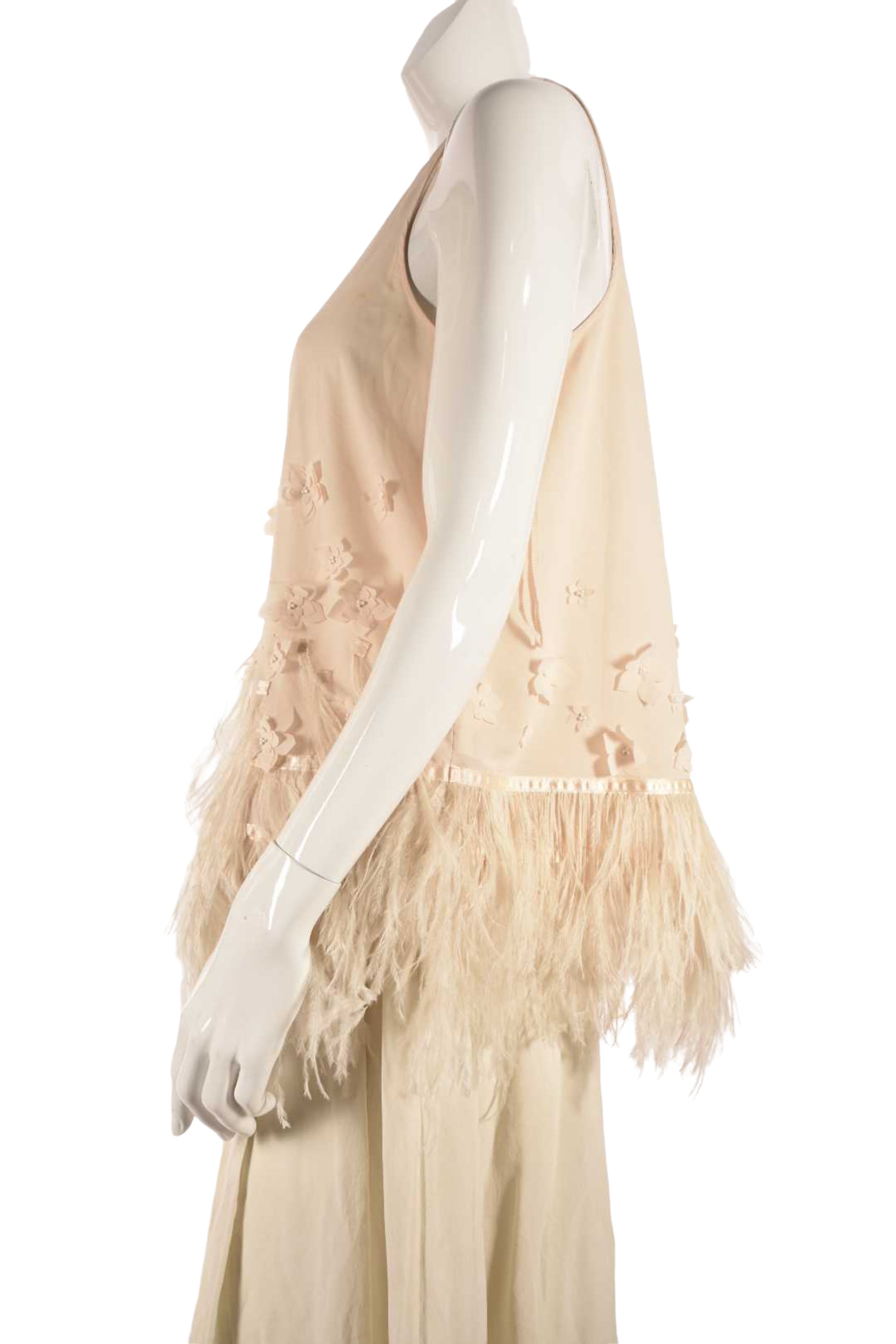 MOULINETTE SOEURS Blush Pink Gatsby Floral Feather Sleeveless Top M