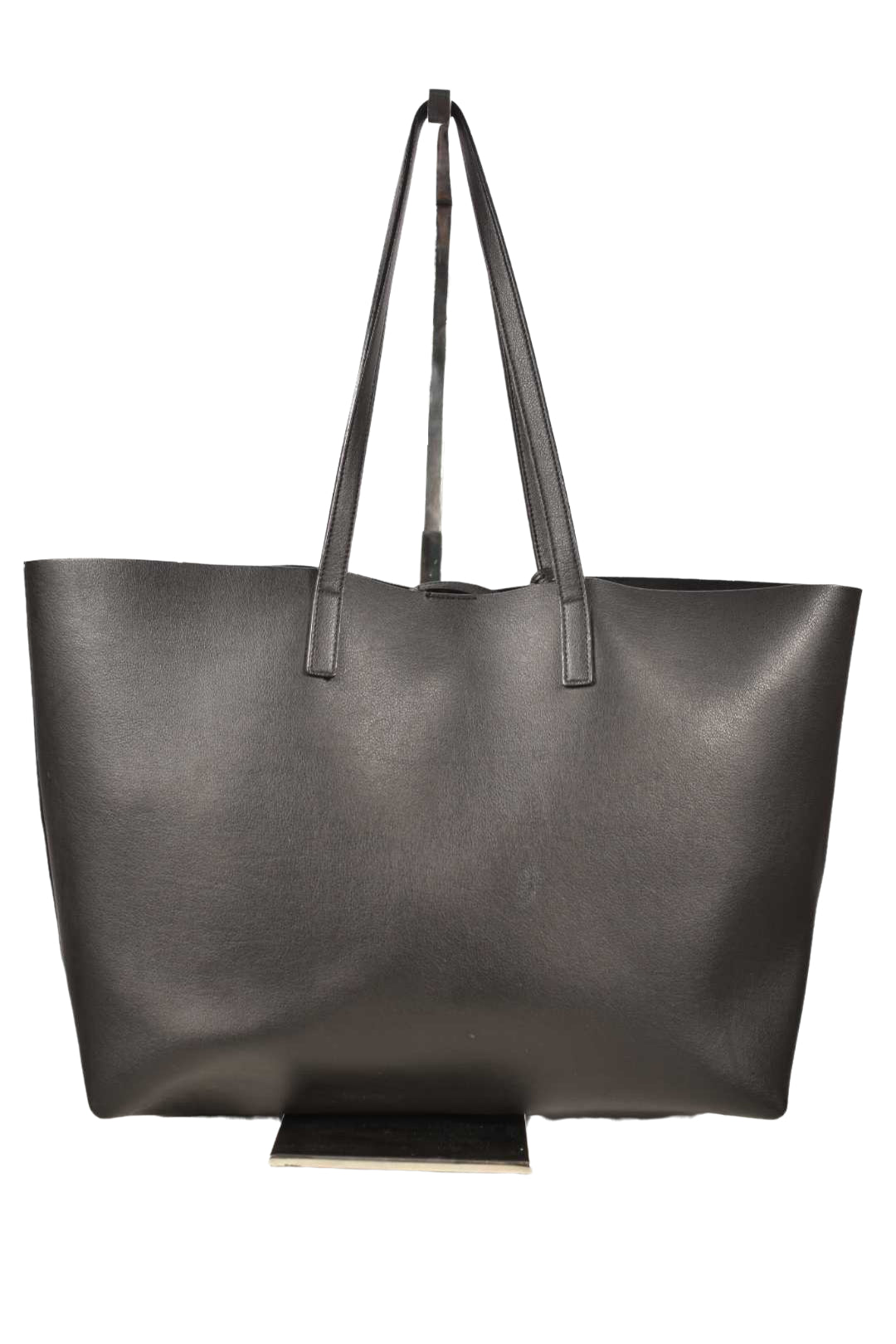 SAINT LAURENT Black Calfskin Leather Shopper Tote Italy