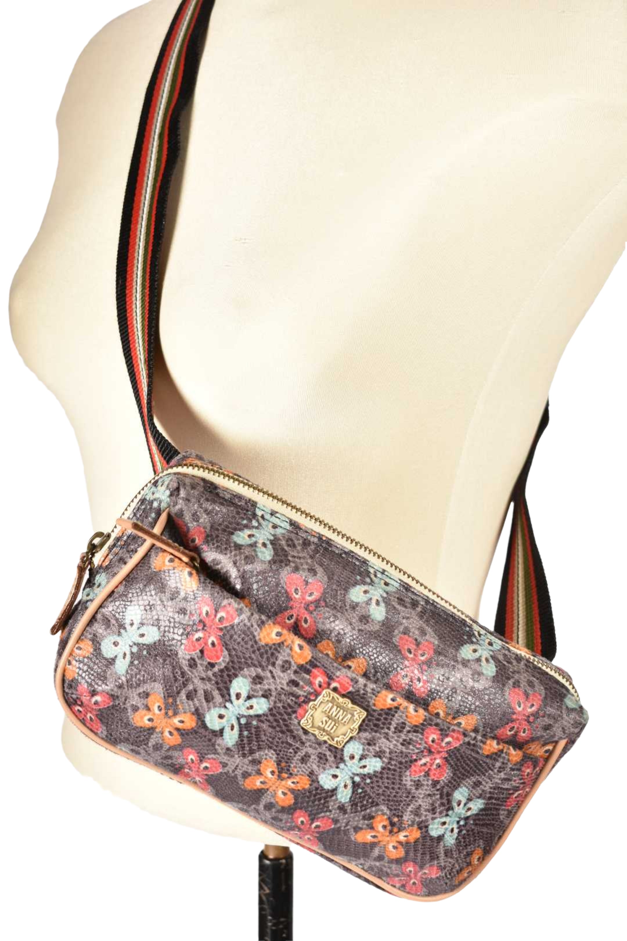 ANNA SUI Multi Colour Floral Faux Snakeskin Crossbody