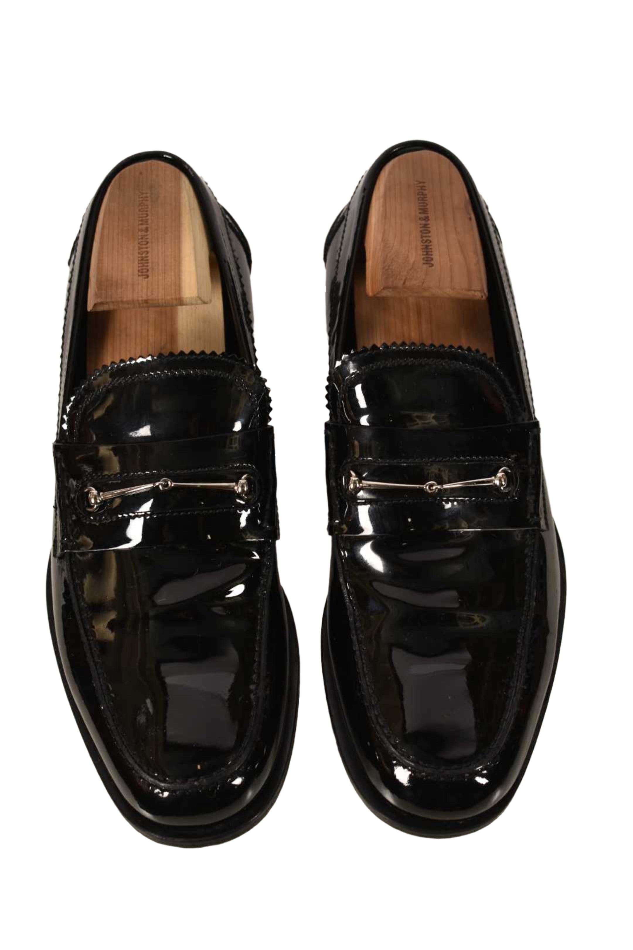 1990s TF Era GUCCI Black Glossy Patent Leather Horsebit Loafers 10US Italy