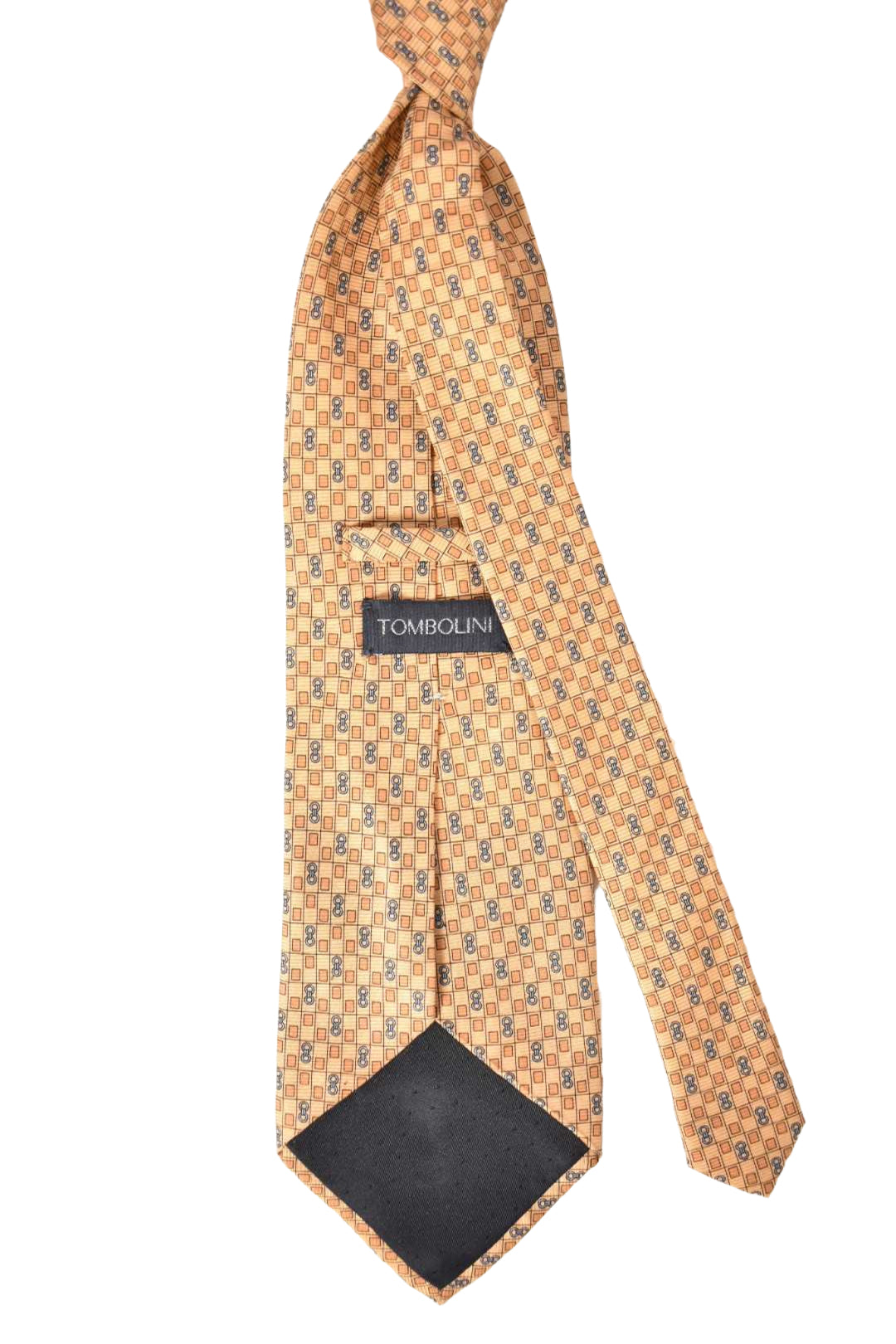 Tombolini Yellow & Blue Chain Motif Silk Tie Italy