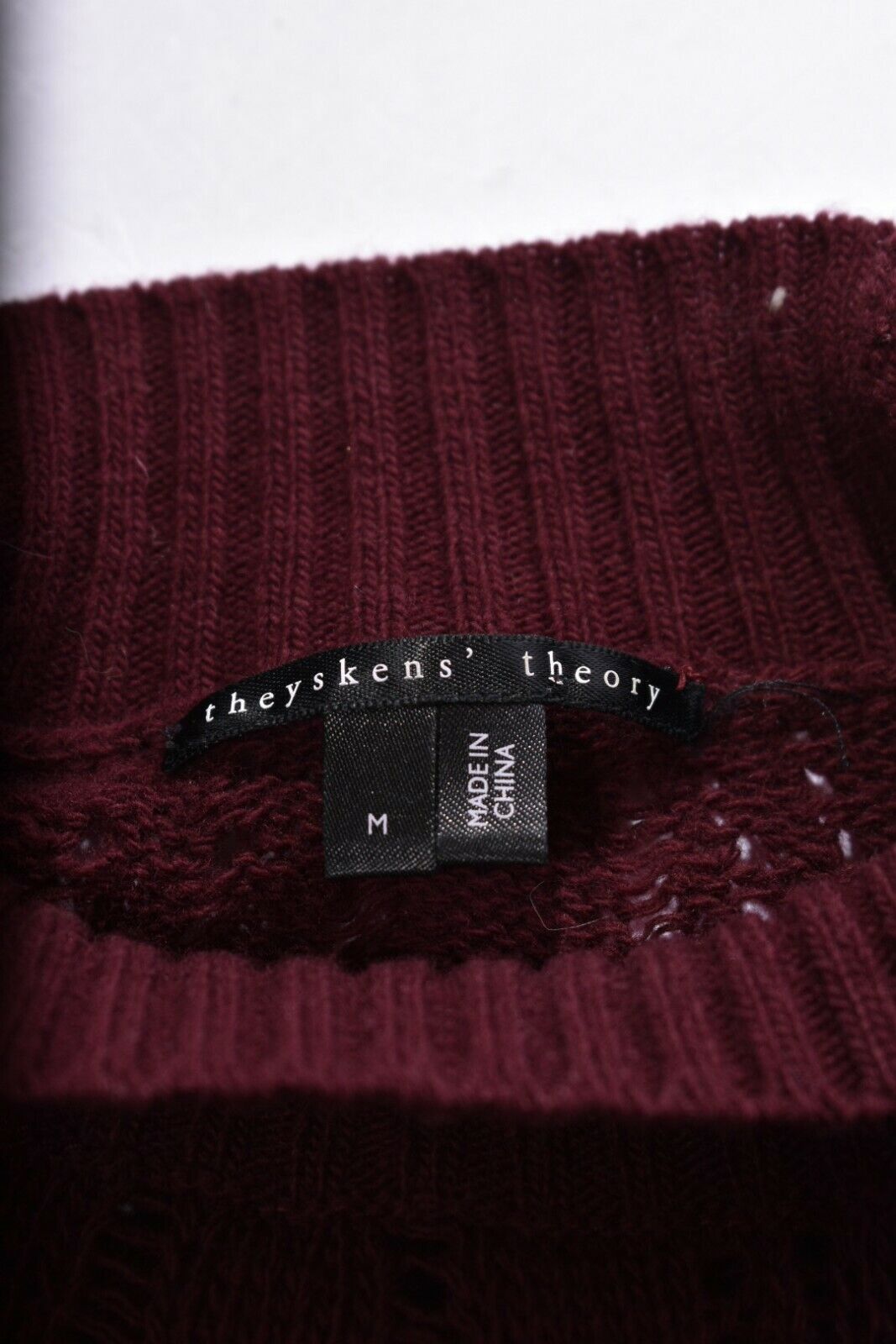 THEYSKENS THEORY Red Burgundy Wool Distressed Bell Long Sleeve Dress Medium